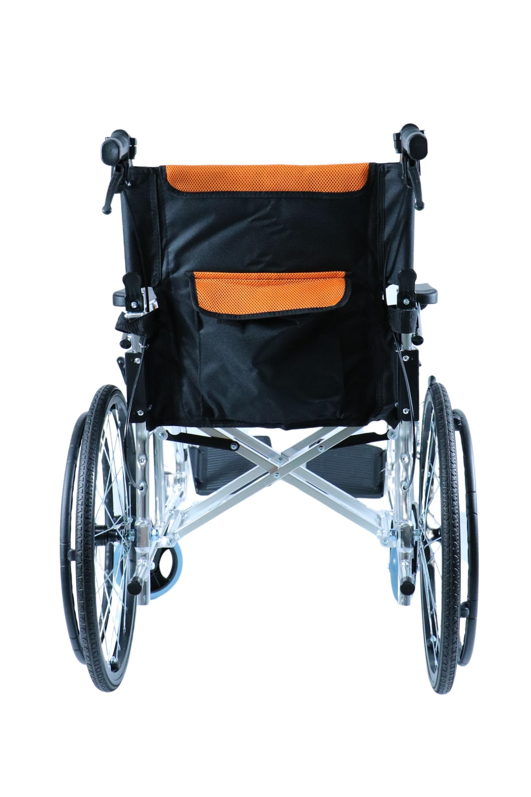 Ausilium Carrozzina Pieghevole Ultraleggera ad Autospinta in Alluminio, Schienale Pieghevole, Sedile Imbottito in Nylon, Freni Posteriori, Cintura di Sicurezza Inclusa