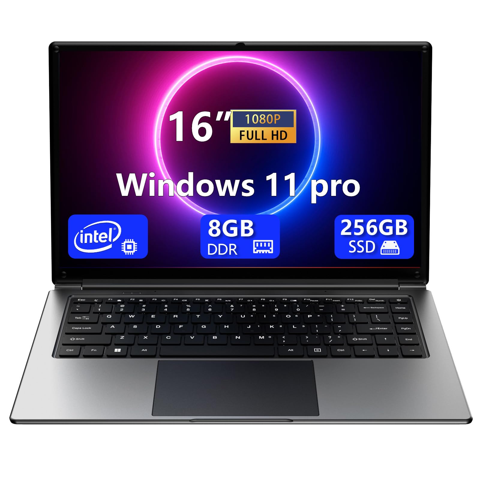 16-Zoll-Laptop, tragbarer Laptop mit 8 GB DDR und 256 GB SSD, erw...