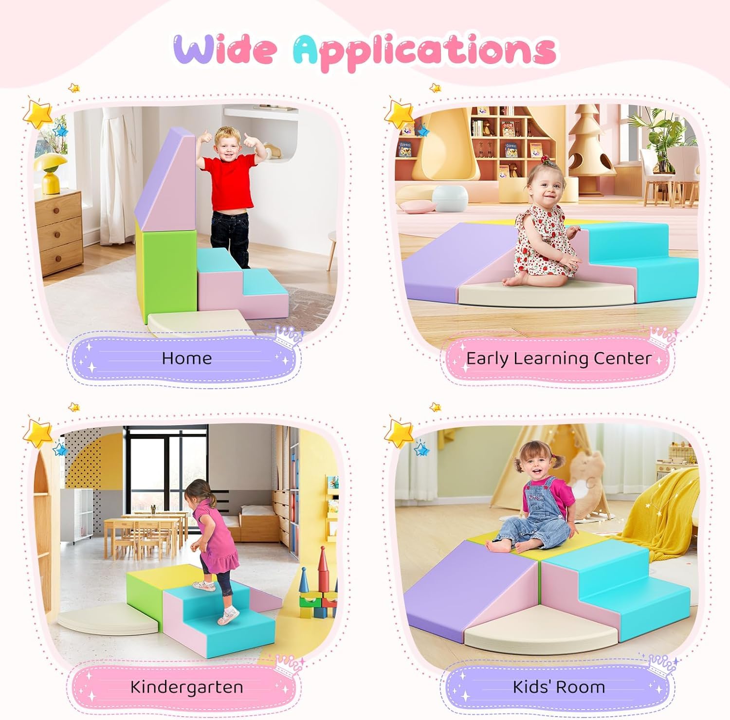 4p-weiße Kletterblöcke für Babys, Baby-Kletterblöcke, kratzfester PU-Bezug, leicht zu reinigen, versteckter Reißverschluss, hochelastischer Schaumstoff, weiches Spielset für Kinder