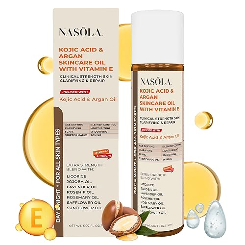 Kojic Acid Argan Skincare Bio Pure Oil con vitamina E Suero hidratante facial y corporal para cicatrices y estrías