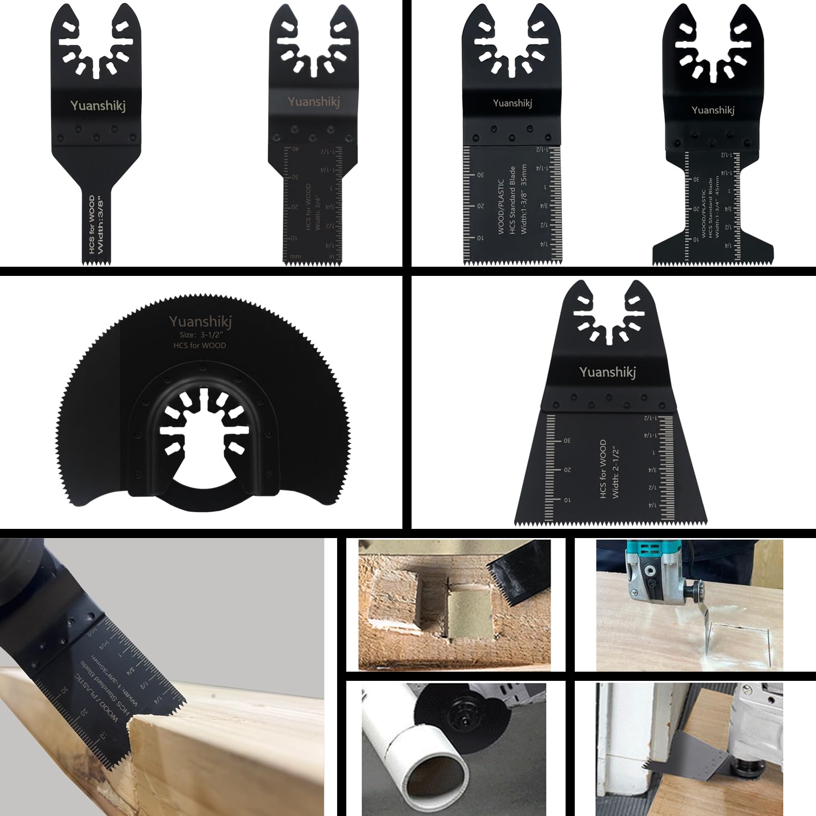Yuanshikj 30 piezas mixtas (titanio + bimetal) metal madera plásticos universal oscilante multiherramienta hojas de sierra oscilante hoja profesional liberación rápida duradera herramienta oscilante