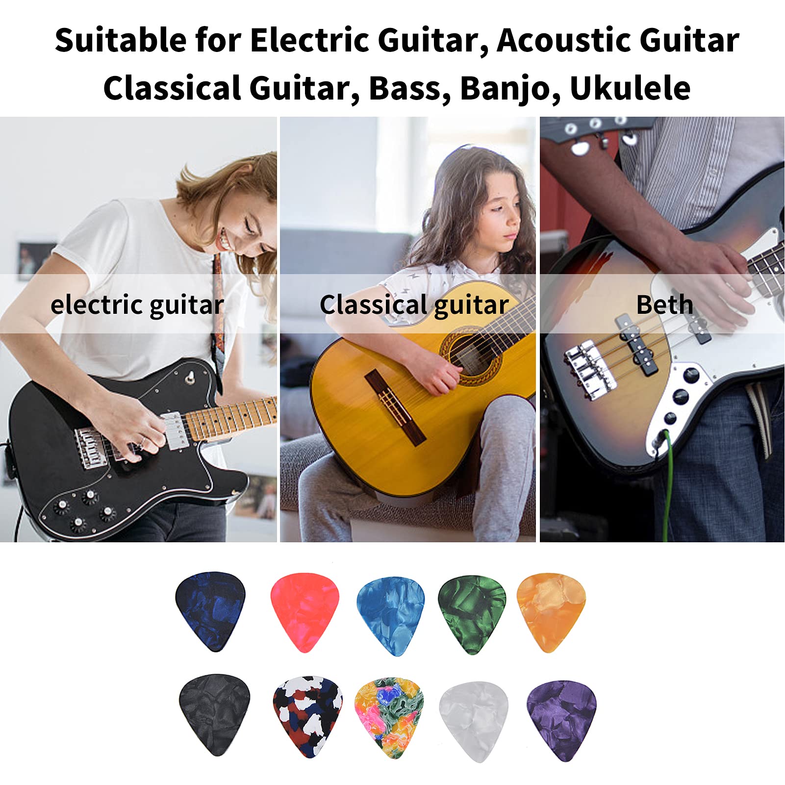 Set Di Plettri Per Chitarra - Spessore 0.46mm, Multicolore - Foto 7