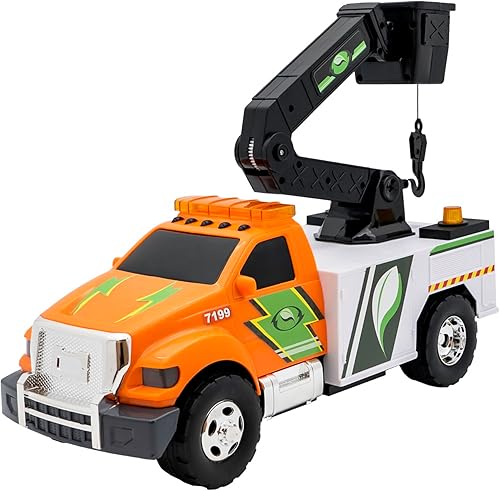 Miniatura 9 de Action Drive - Camión de remolque interactivo de 16 pulgadas con luces y sonidos, cabrestante motorizado, acción de accionamiento de movimiento,