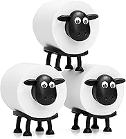 VELENTI Black Sheep Toilet Paper Holder Set of 3 - 3D Printed Funny Free Standing Bathroom Tissue Organizer, Cute Whimsical Decor
