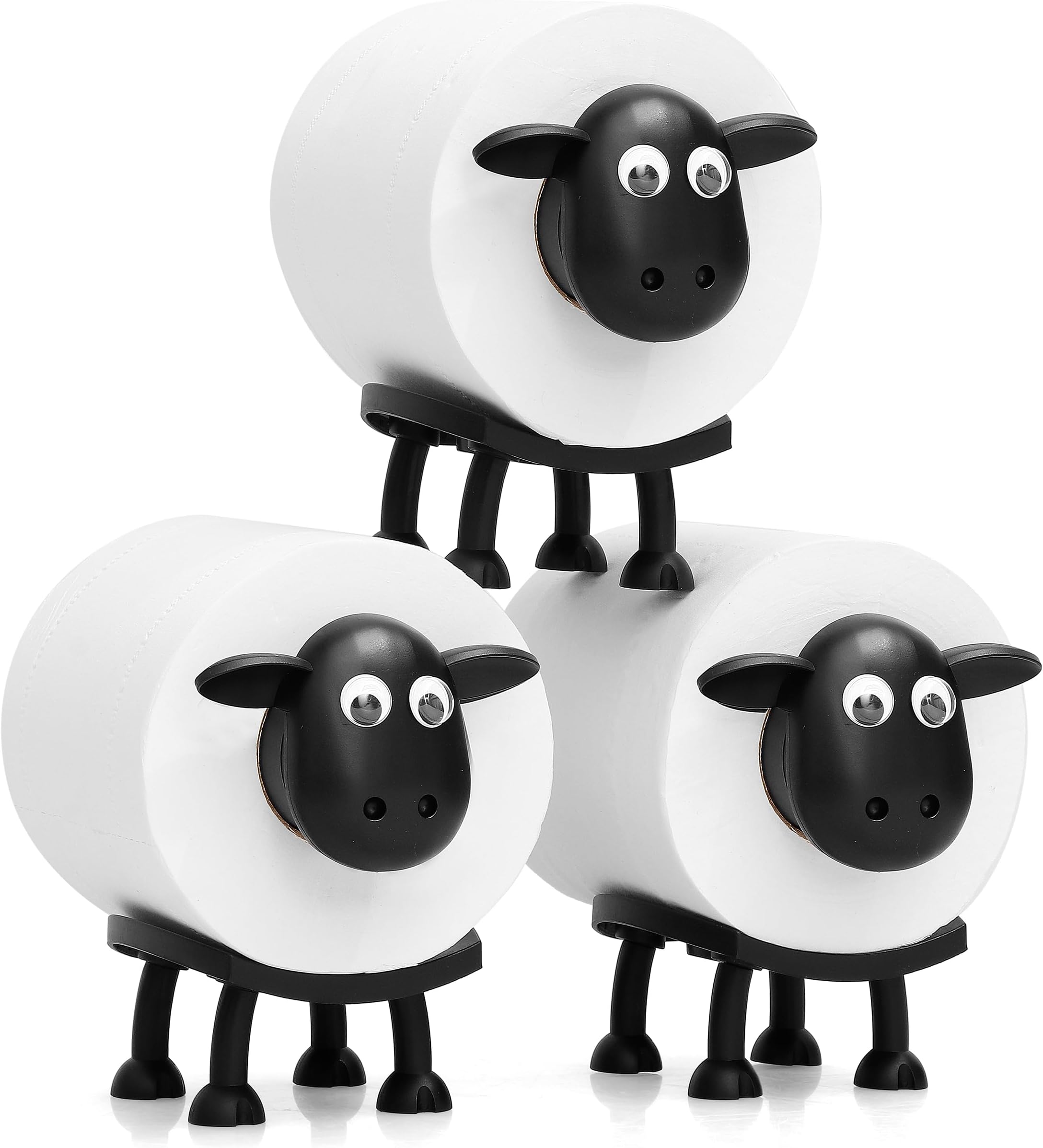 Sheep Toilet Roll Holder - Funny Toilet Paper Holder Free Standing Bathroom Set - 3D Printed Black Sheep Loo Roll Holder - Cute Bathroom Decor - Set of 3