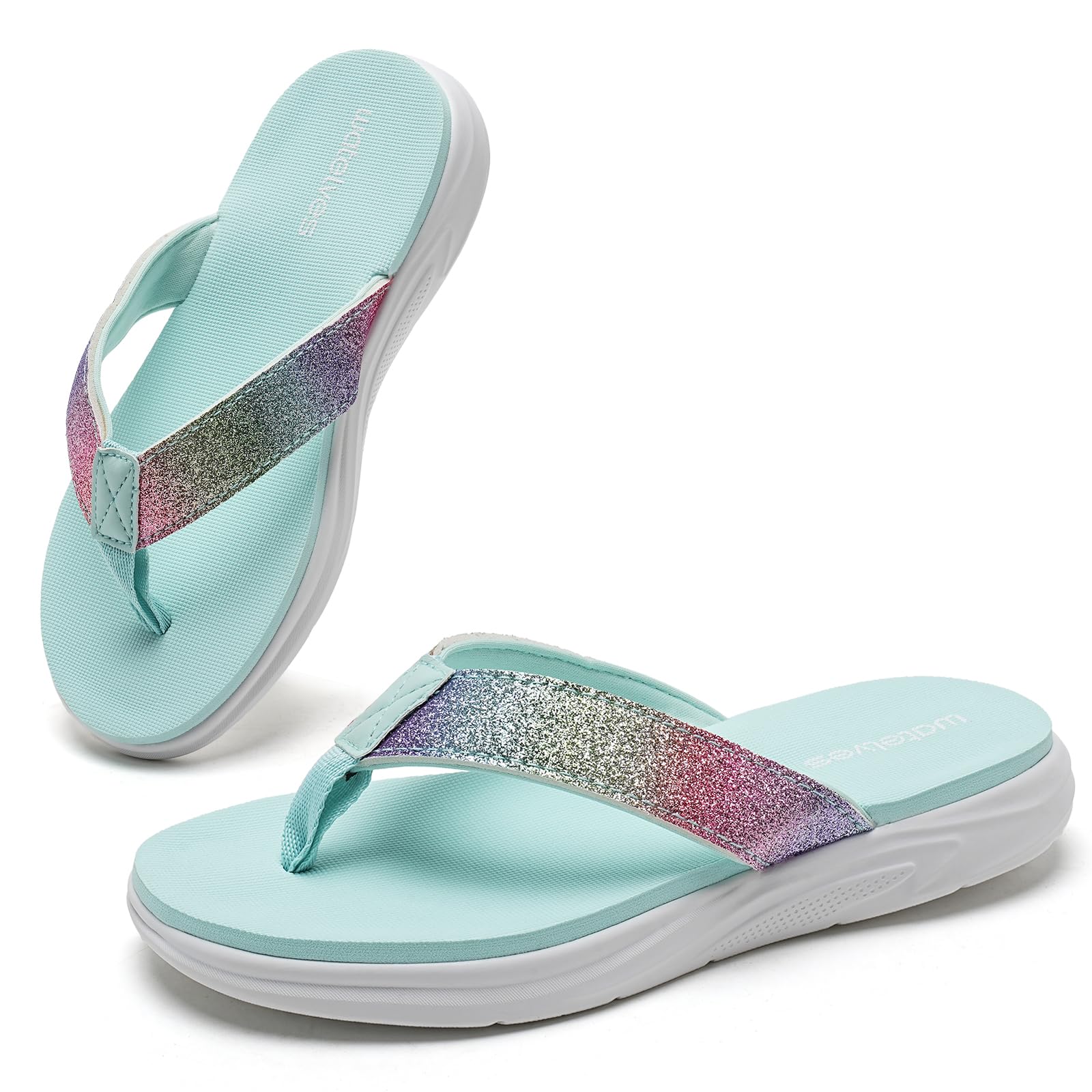 WateLves Flip Flops Kinder Zehentrenner Mädchen Badelatschen mit dicken Sohlen Sommer Strand und Pool Rutschfeste Zehensandalen