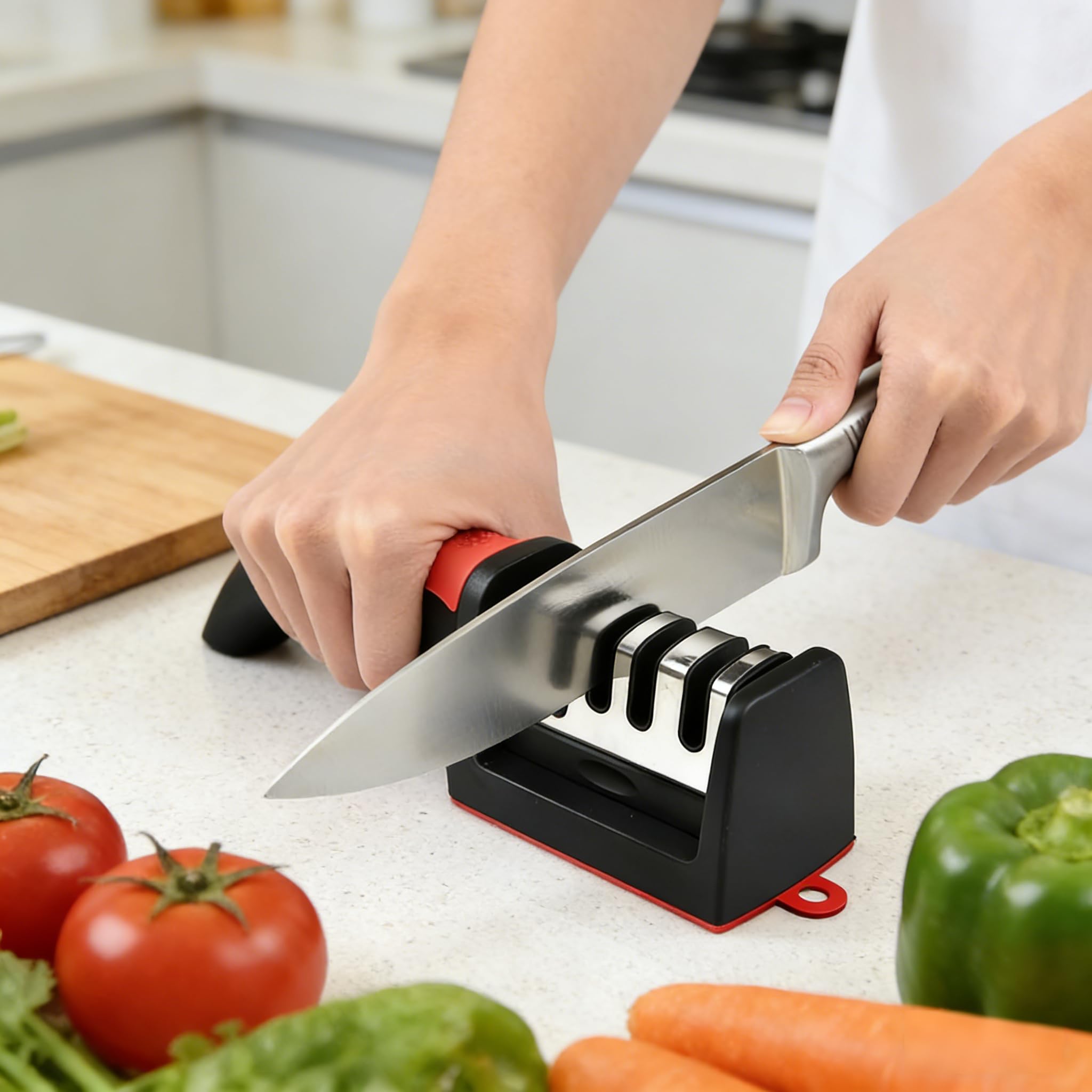 4-in-1 Knife Sharpener Multi-Purpose Kitchen Tool for Ceramic Knives Steel Knives Scissors - Sharpening Repair Polishing