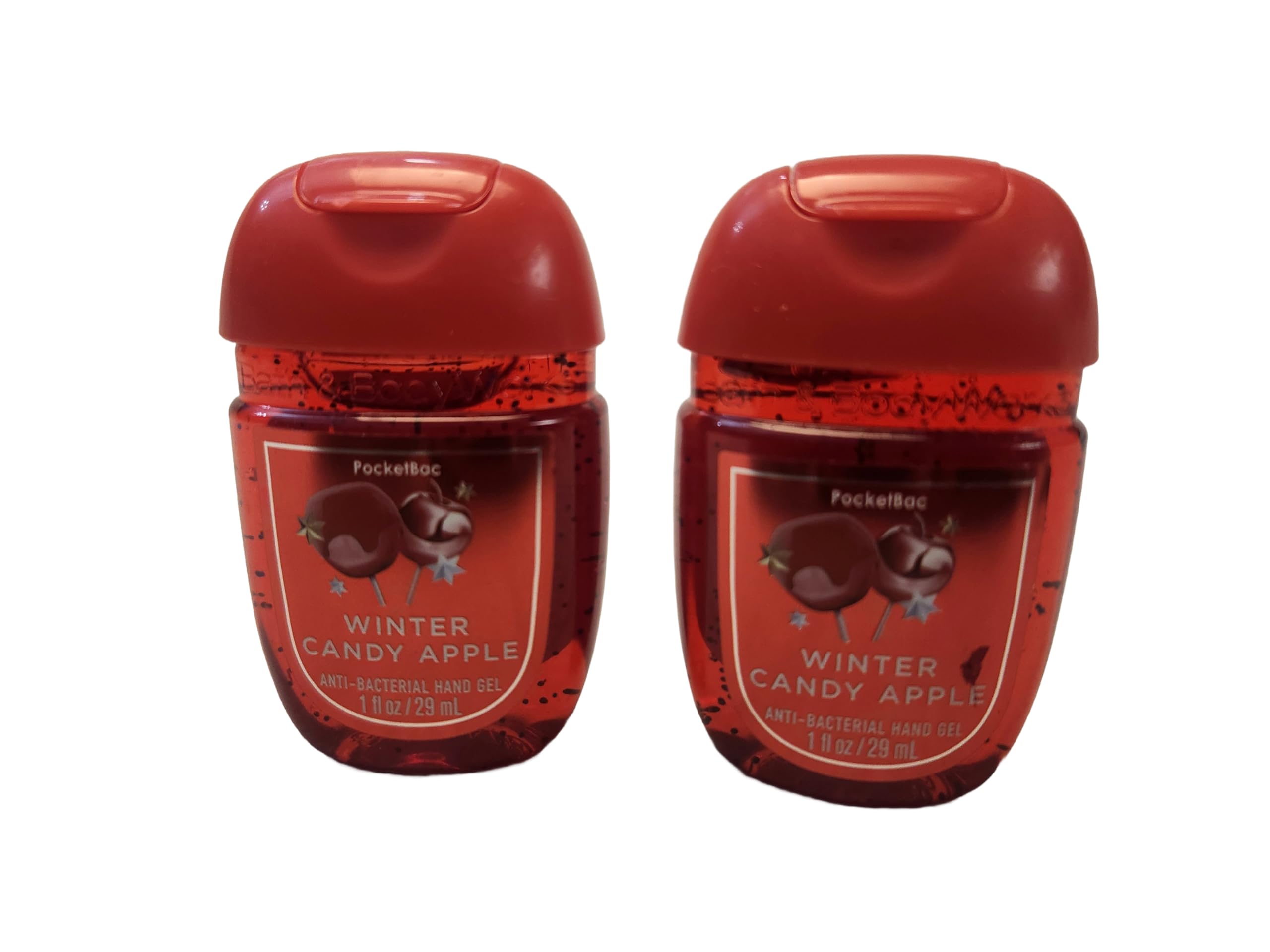 Bath and Body Care - Travel Size Sanitizer - 2 piece Bundle Set Hand Gel - 1 Fl Oz each - Label Artwork Varies (WINTER CANDY APPLE)