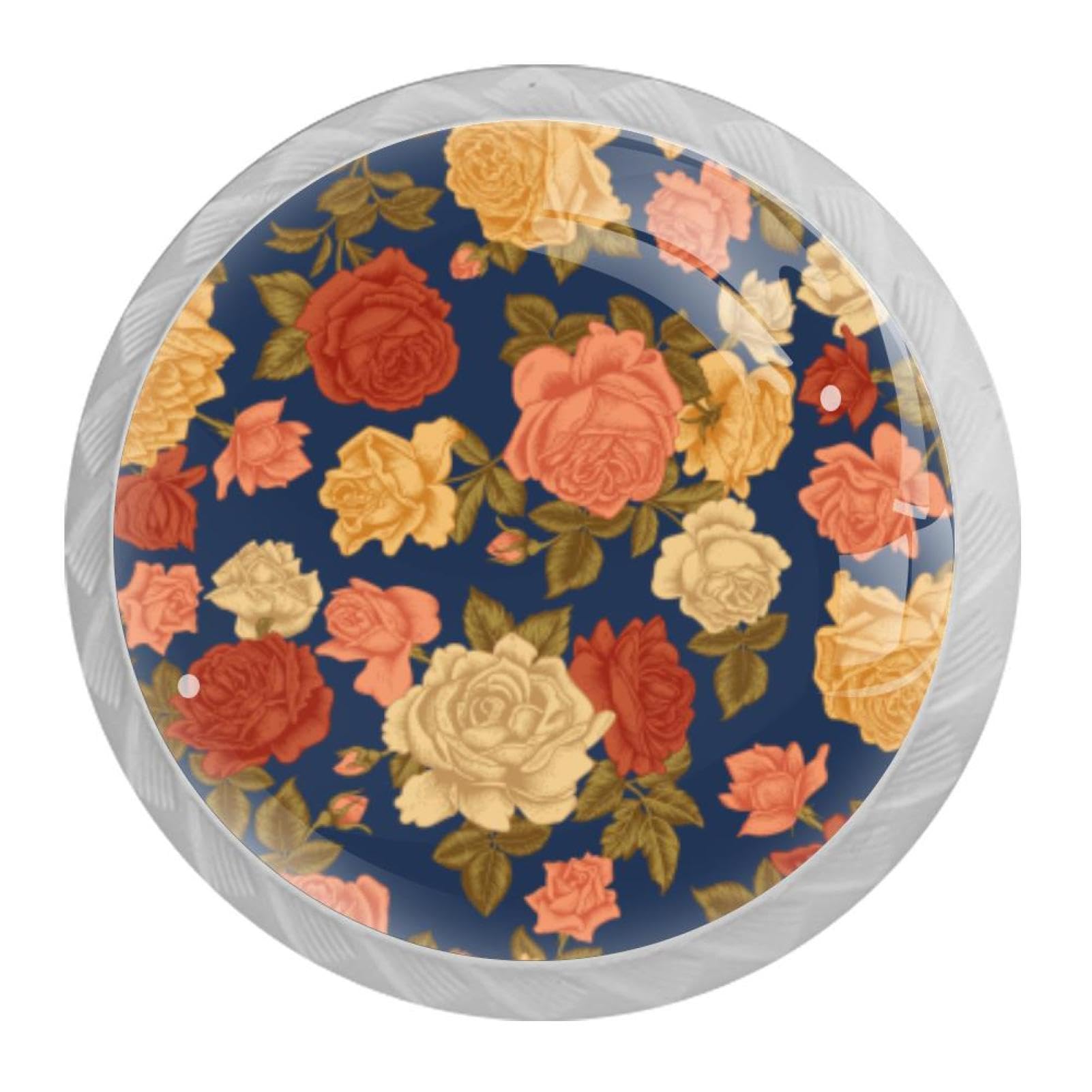 Tqmspg Multi10 4 Pieces Drawer Pulls Roses Flowers Door Knobs Dresser Handles For Kitchen Wardrobe Cupboard Hardware Furniture