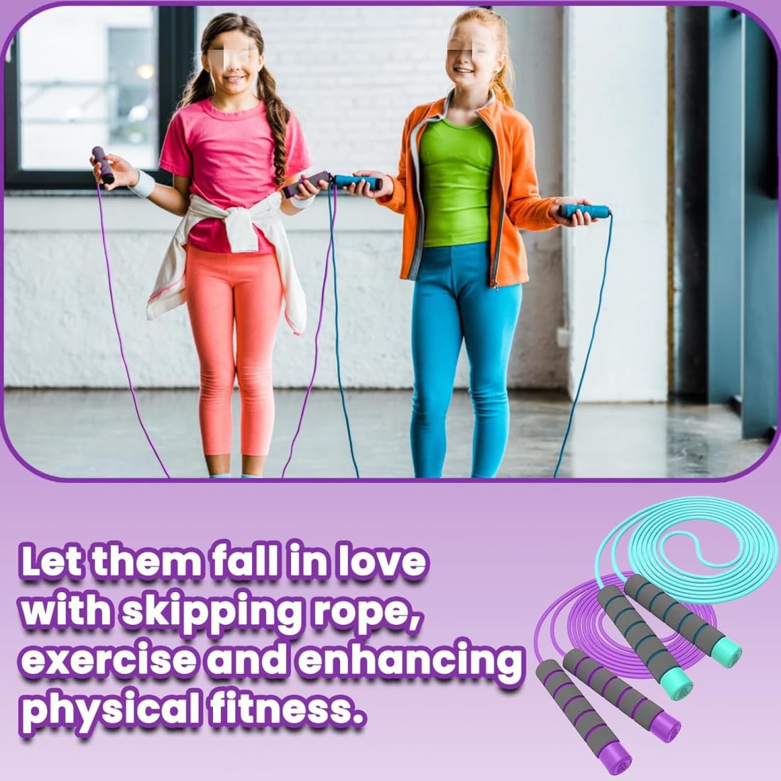 Lot De 2 Cordes à Sauter Enfant MUNSKT – Réglables Avec Poignées Mousse, Pour Garçons Et Filles De 3 à 12 Ans, Fitness Et Coordination