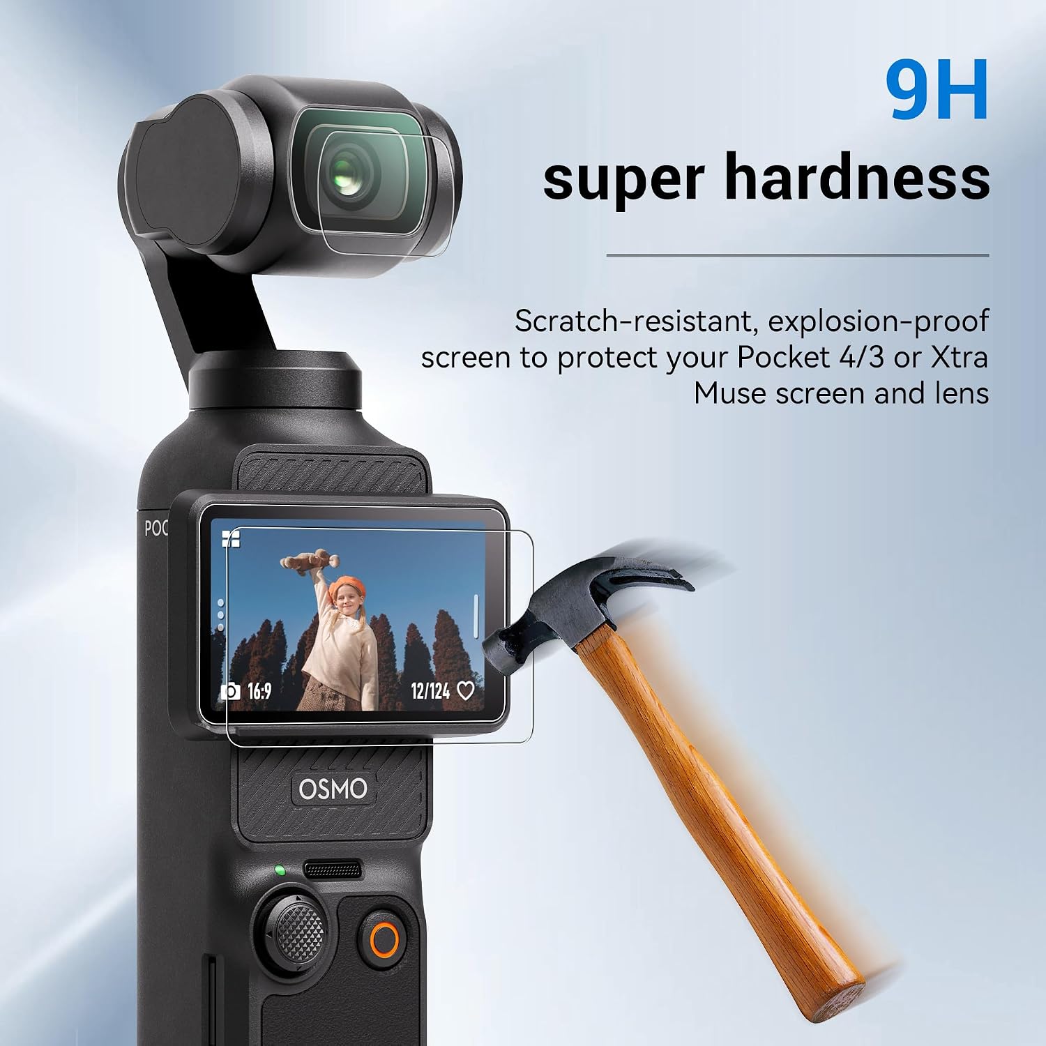 CYNOVA DJI Osmo Pocket 4/3 Screen Protector, Osmo Pocket 3/4 Lens Protector for DJI Osmo Pocket 3/4 Accessories with Tempered Glass LCD Display Film, Ultra HD, 9H Hardness, Scratch Resistant