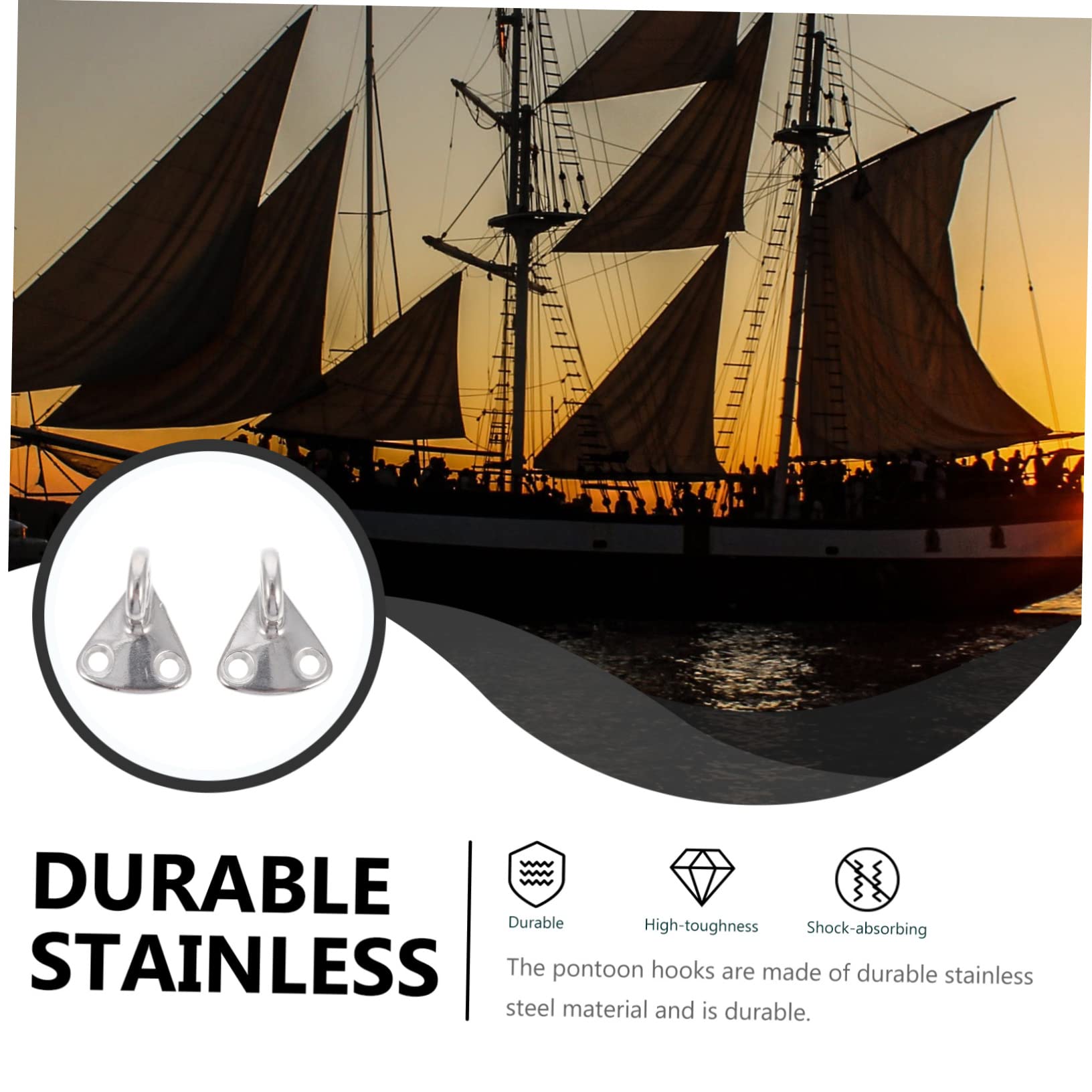 BESTonZON 5sets Practical Boat Hooks Steel Yacht Hooks for Hanging for Hangers Removable 2pcs*5