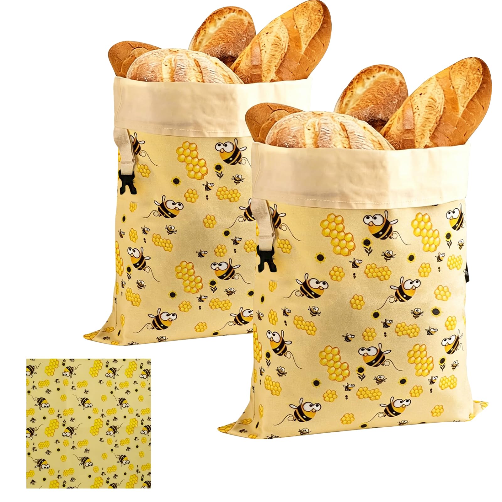 Hemoravoma 2 Pack Extra Large Beeswax Bread Bags, Reusable Cotton Linen Bread Storage for Sourdough & Artisan Loaves Natural Beeswax Lining Keeps Bread Fresh Longer Eco Friendly Kitch