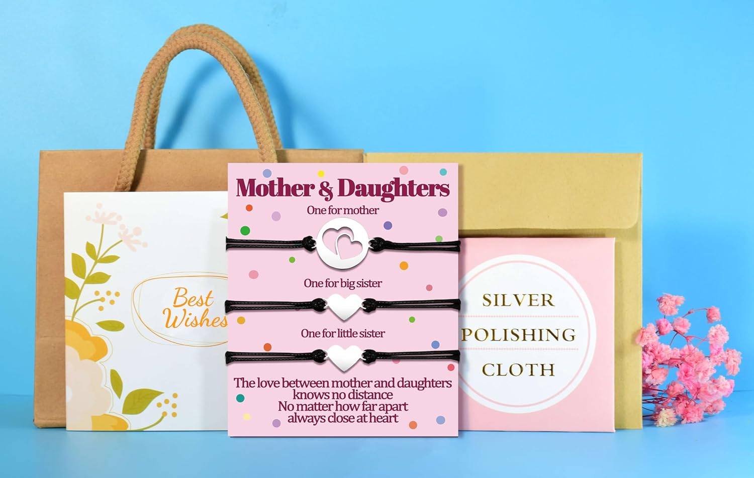 Mom Daughter Bracelets Gifts Mother 2 3 4 Daughters Matching Bracelet Gift for Mommy and Me Bracelets Set for 2 3 4 5 Women Love Heart Matching Bracelets Mothers Day Gifts Birthday Gift Jewelry Ideas - Image 2