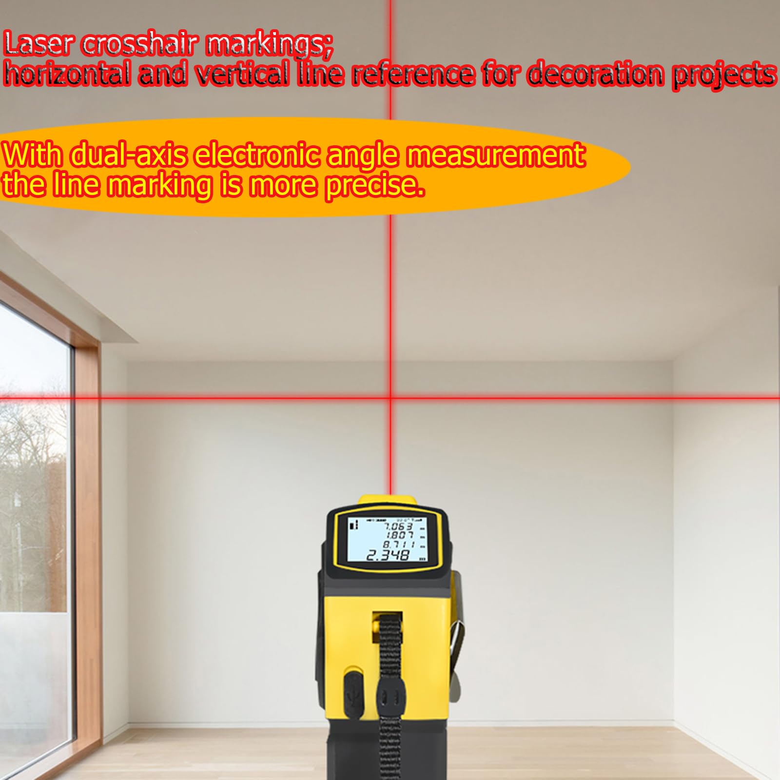 Almighty Tools 4-in-1-Laserbandmaß & 40 m, 60 m, 80 m, 100 m, 100 m, 100 m, 100 m Laser-Entfernungsmesser mit zweiachsiger elektronischer Wasserwaage und Fadenkreuzmarkierungen