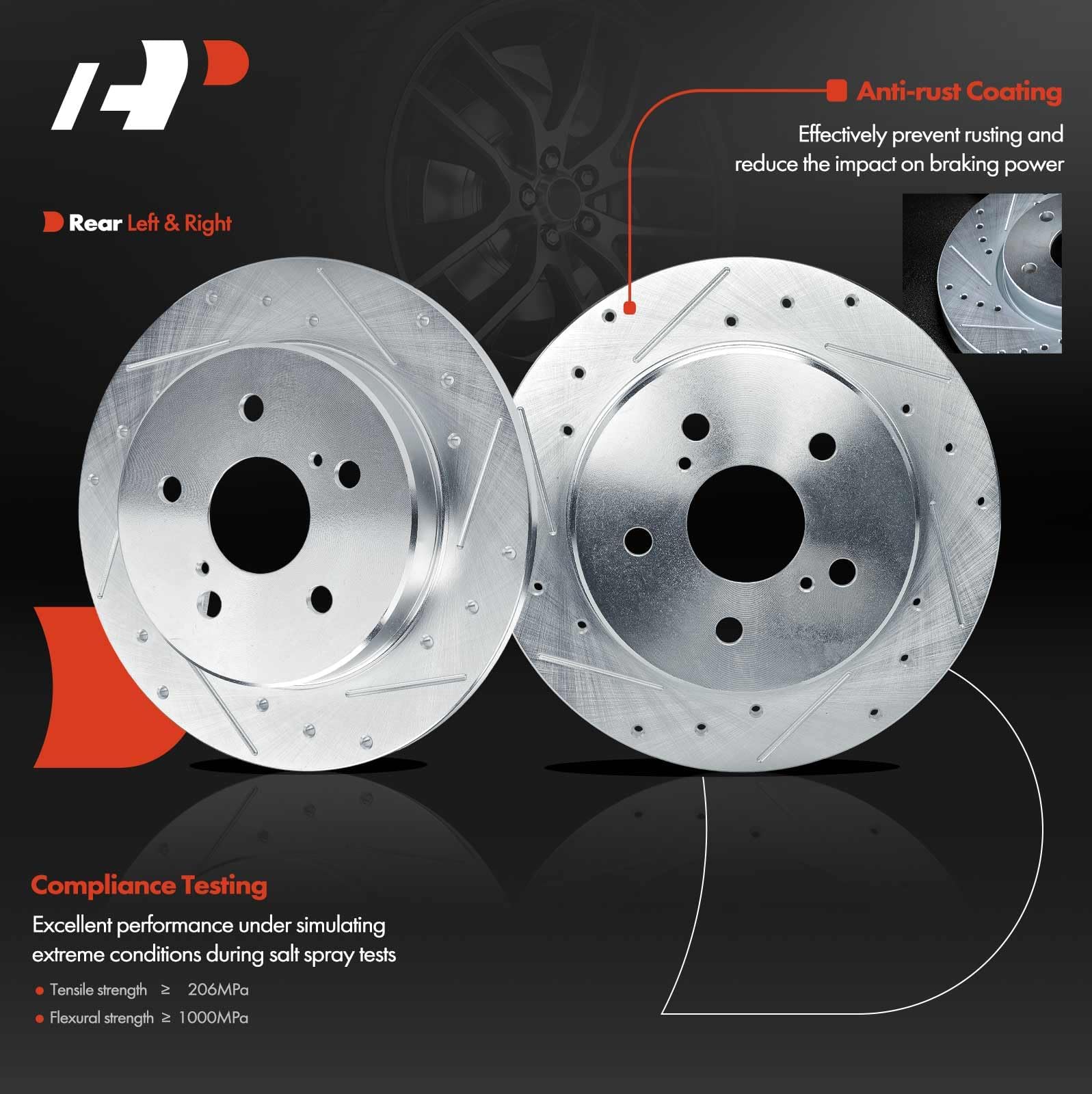 A-Premium 11.06 inch (280.9mm) Rear Drilled and Slotted Disc