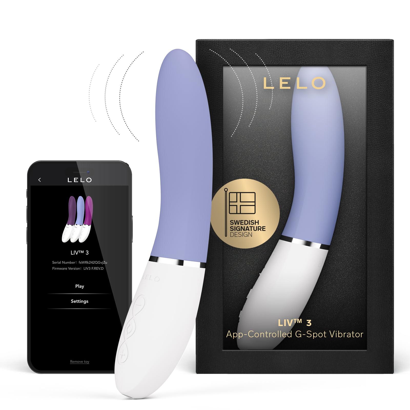 LELO LIV 3 Vibratore per il Punto G Controllato da App per Donne con 8 Modalità di Piacere e una Forma Curva, Powder Blue