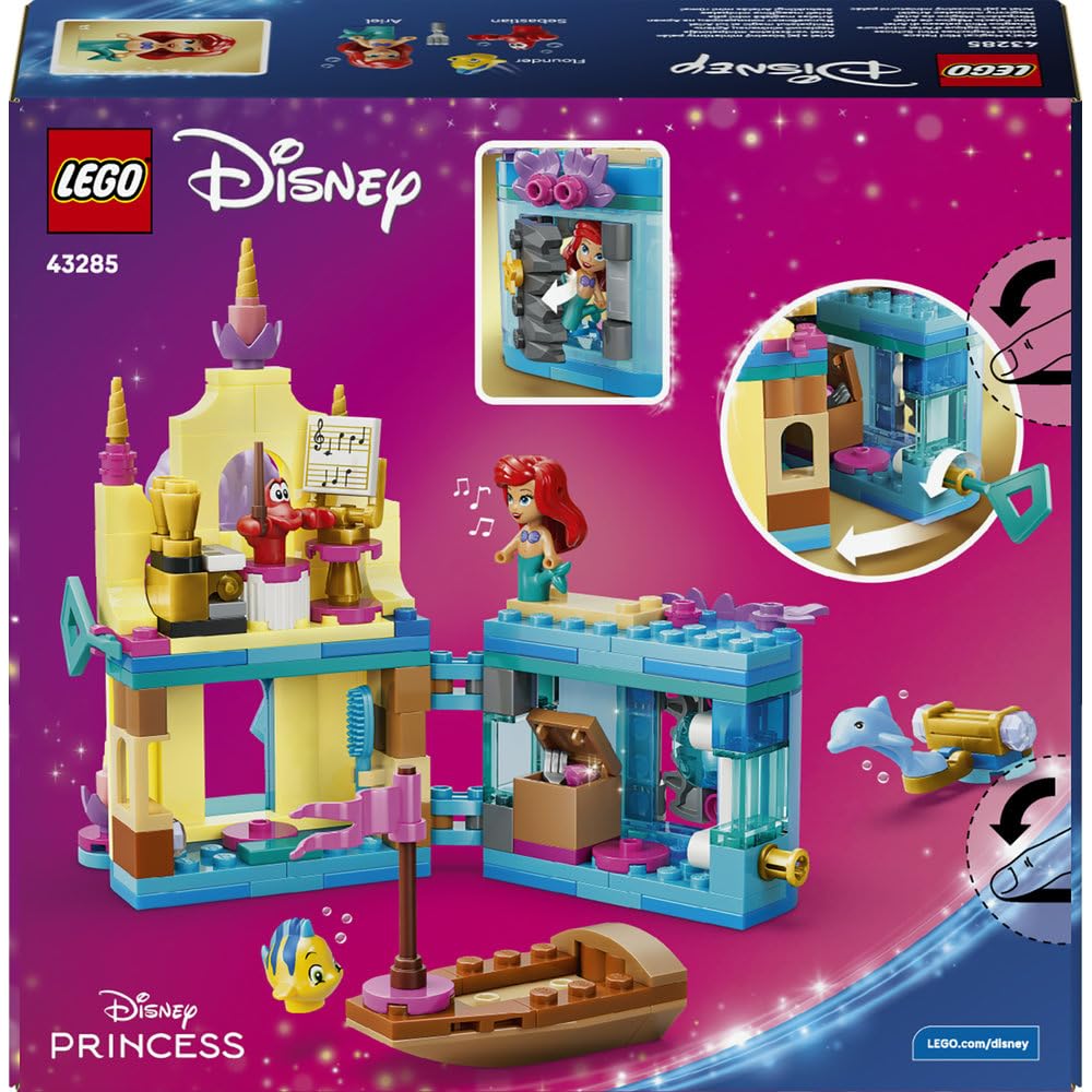 LEGO ǀ Disney Princess Magiczny minipałac Arielki, zabawka dla dziewczynek i chłopców w wieku od 5 lat, trzy postacie z filmu Mała Syrenka, mała zabawka i pomysł na prezent dla dzieci 43285