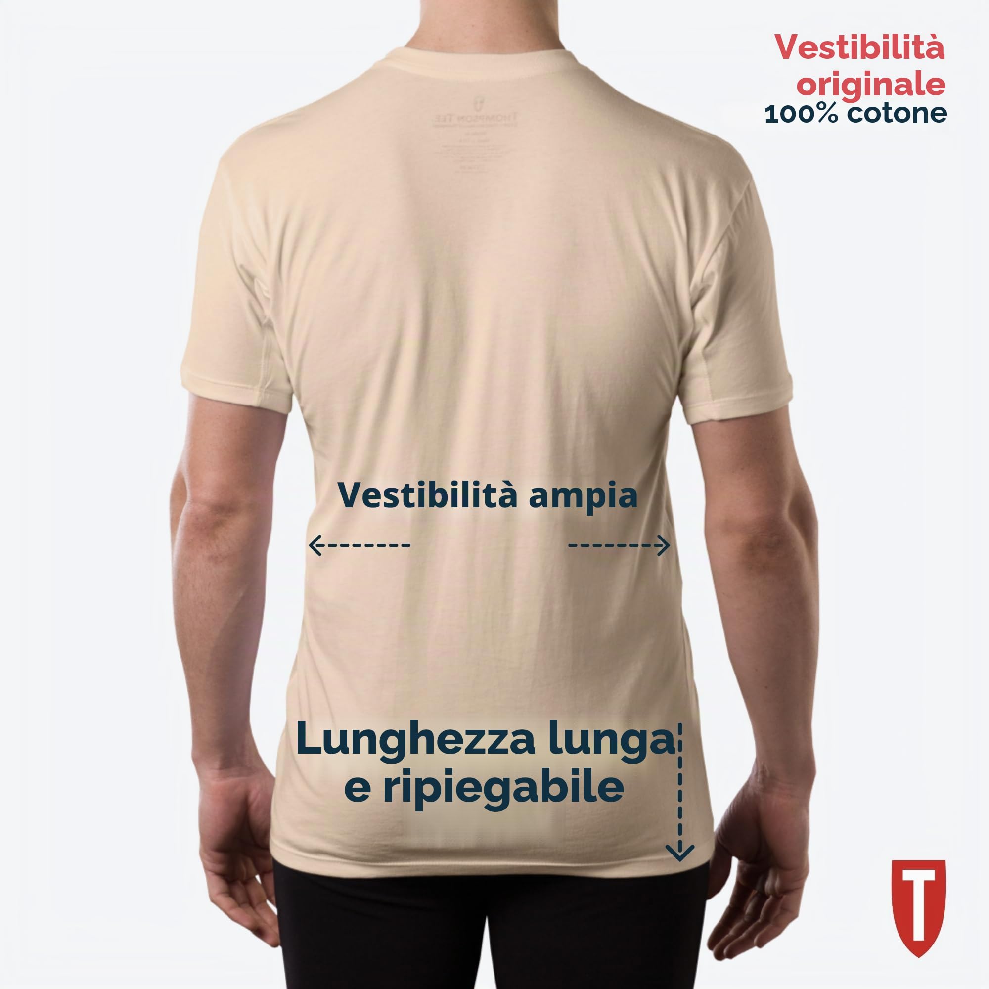 Thompson Tee - Maglia Intima blocca-Sudore - con Pad sotto-Manica Anti-microbico - Modello Originale - Scollo a V Profondo