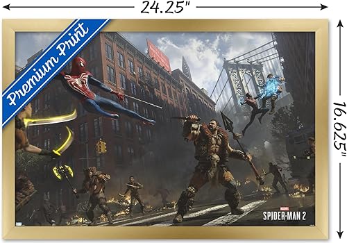 Miniatura 9 de Trends International Marvel's Spider-Man 2 - Póster de pared de lucha callejera con Kraven, 22.37 x 34.00 pulgadas, versión enmarcada en negro