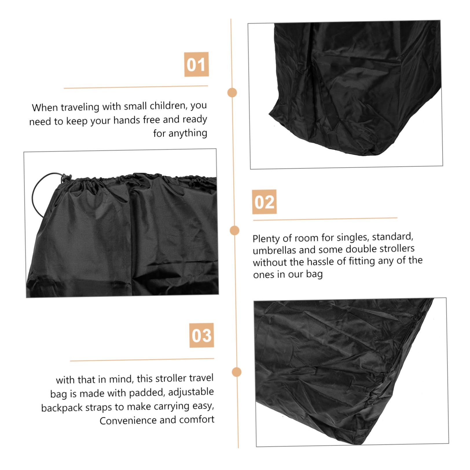 Borsa per Passeggino da Viaggio con Doppia Tracolla Ergonomica Sacco Protezione per Trasporto Aereo e Carrozzina Materiale Resistente e Superficie Liscia Adatta Vari Modelli di