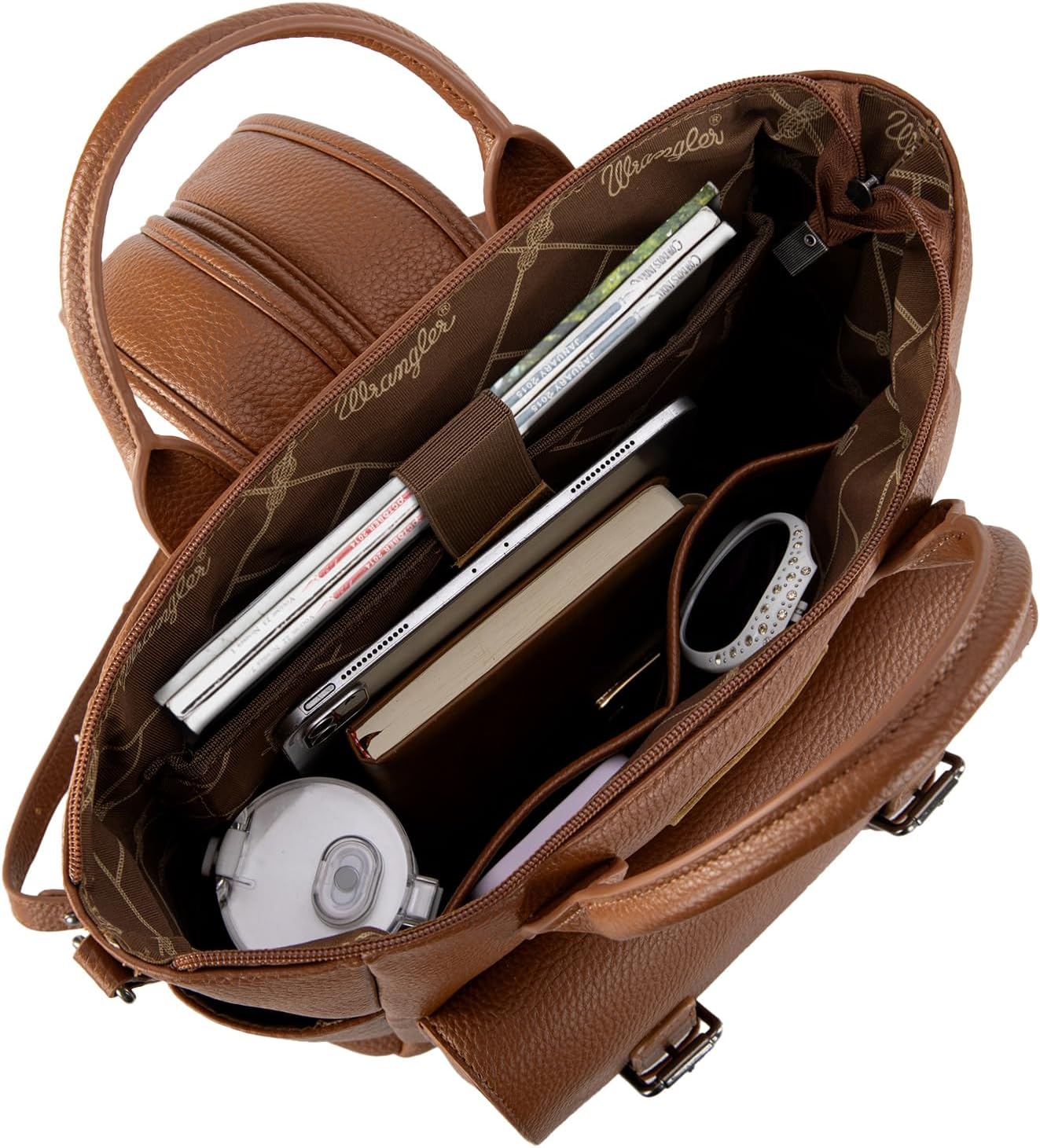 Montana West Wrangler Womens Convertible Backpack Purse Anti-Theft Brown Backpack with Adjustable Crossbody Shoulder Strap for Work Travel WG175-9110BR - Image 3