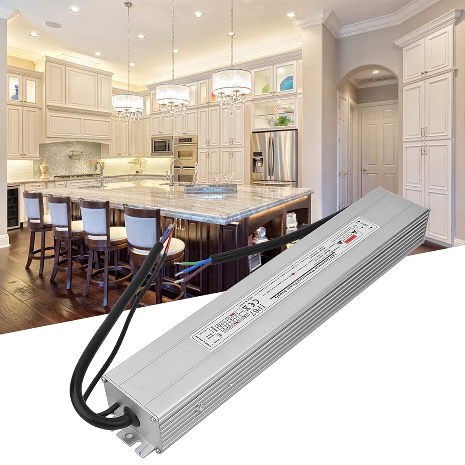 LED Dimming Power Supply, 200W 12V 16.67A, IP67 - High Efficiency, SCR 0-10V Dimming, Ideal for Commercial and Office Lighting