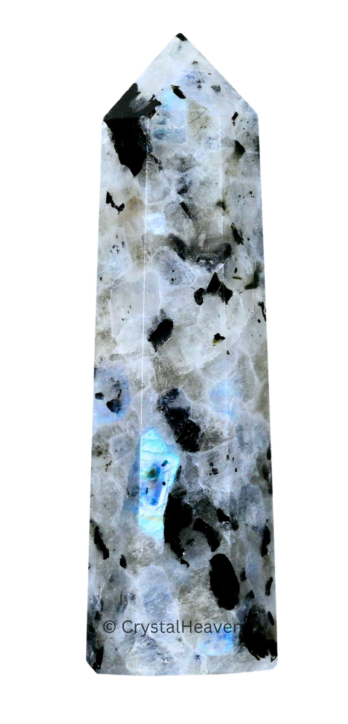Crystal Heaven Certified Rainbow Moonstone Crystal Tower Obelisk Point for Chakra, Healing and Balancing - AAA Grade Original Certified Gemstone Agate for Reiki Meditation Yoga Spiritual (3-4 Inches)