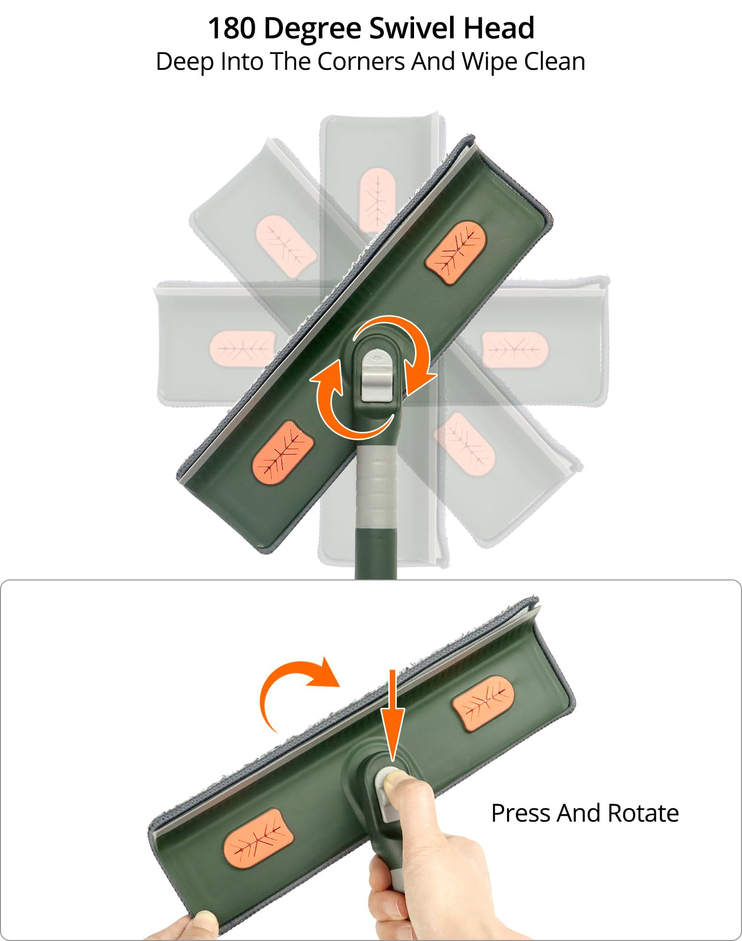 QWORK® Ściągaczka do okien, ściągaczka do podłóg prysznic, od 29 do 200 cm Wysuwana rączka 2w1, głowica obrotowa 180°, do mycia okien, podłóg, samochodów