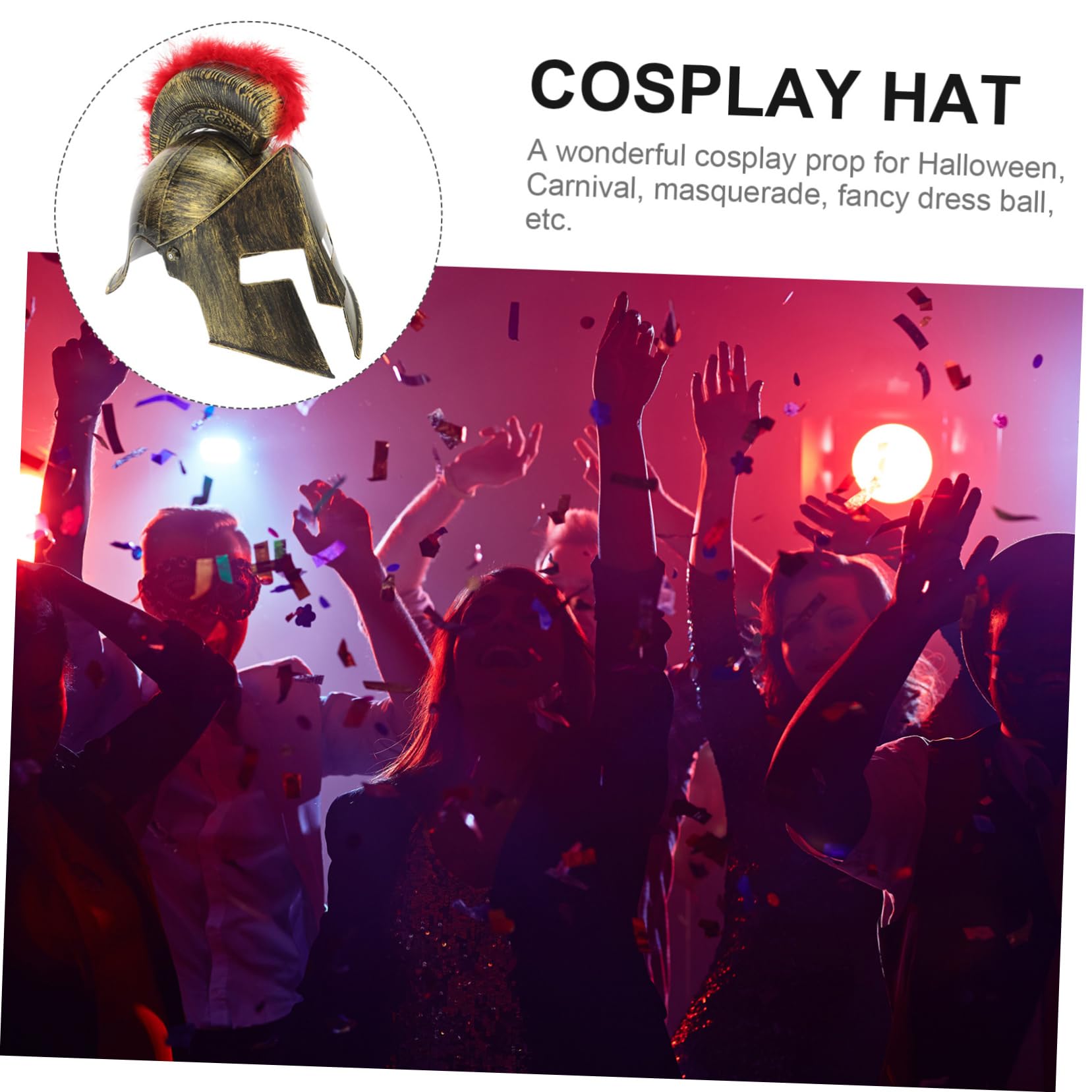 PartyKindom Casco de Guerrero Espartano Dorado para Fiesta y Mascarada, Sombrero de Pvc Cómodo y Divertido Estilo Clásico Único para Disfraces Festivos