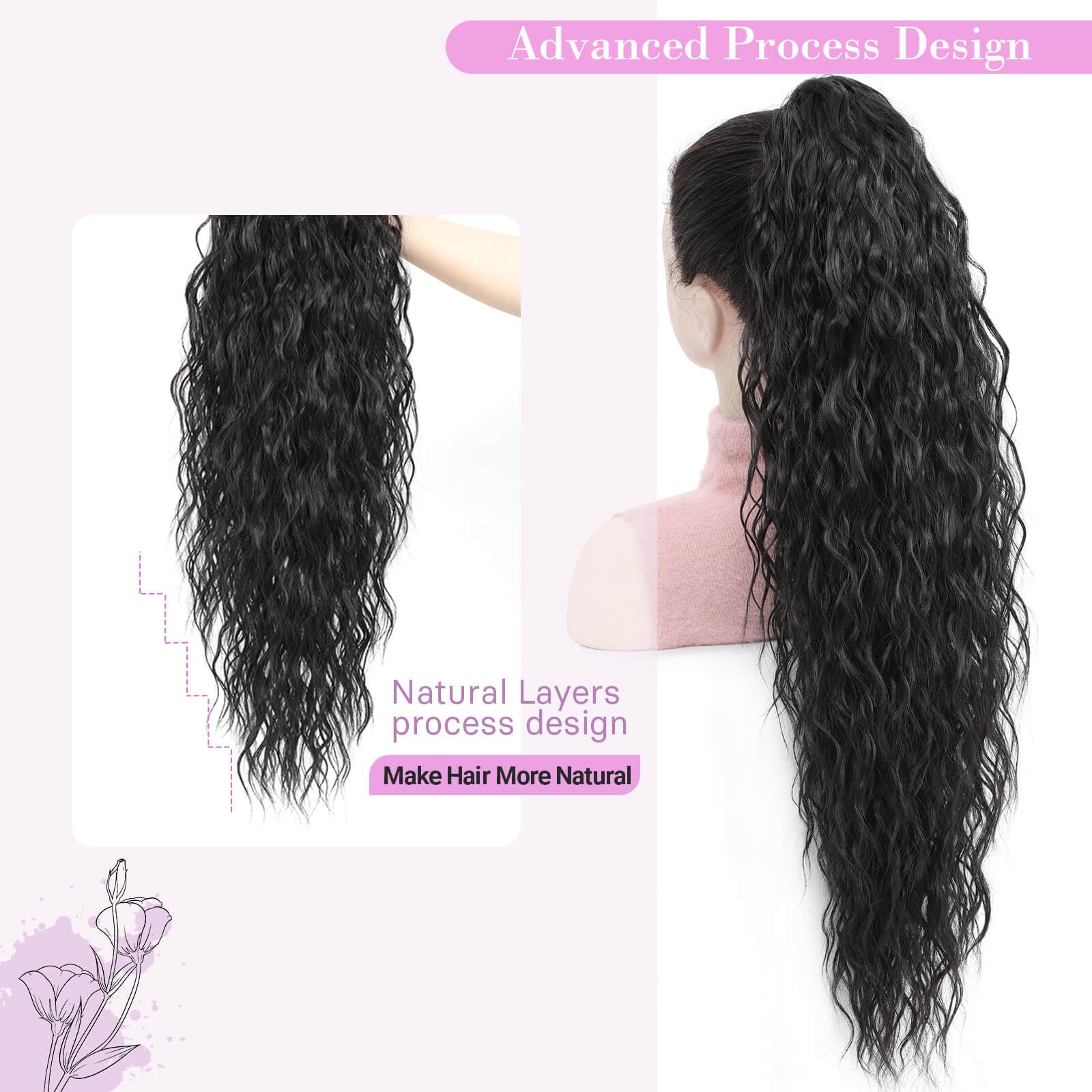 Flyroseing 30inch Ponytail Extension, Synthetic Hair Extensions Ponytail - Image 2