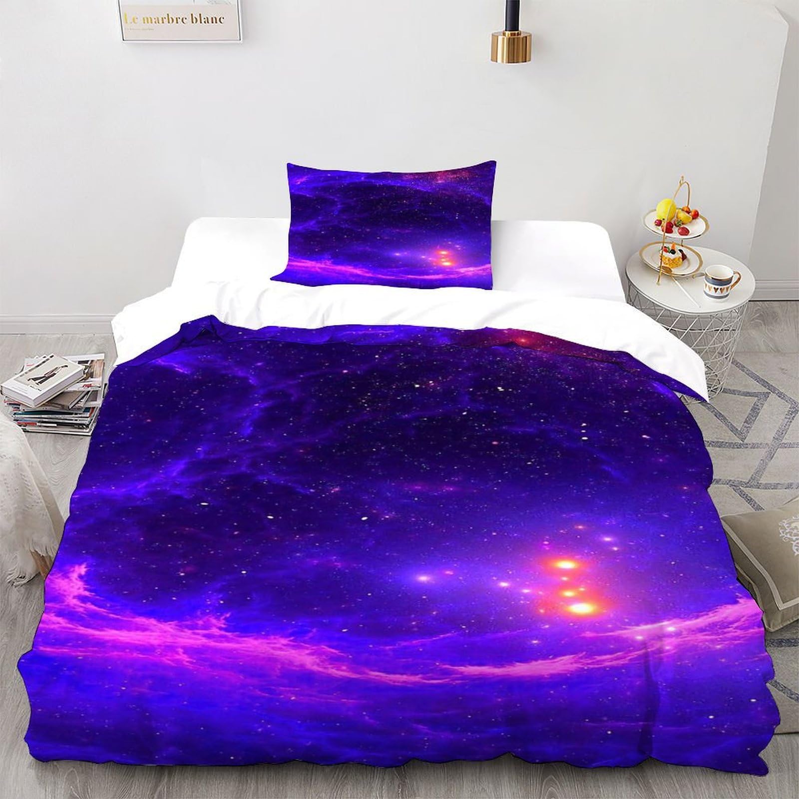 Housse de couette ciel étoilé douce pour lit 1 personne