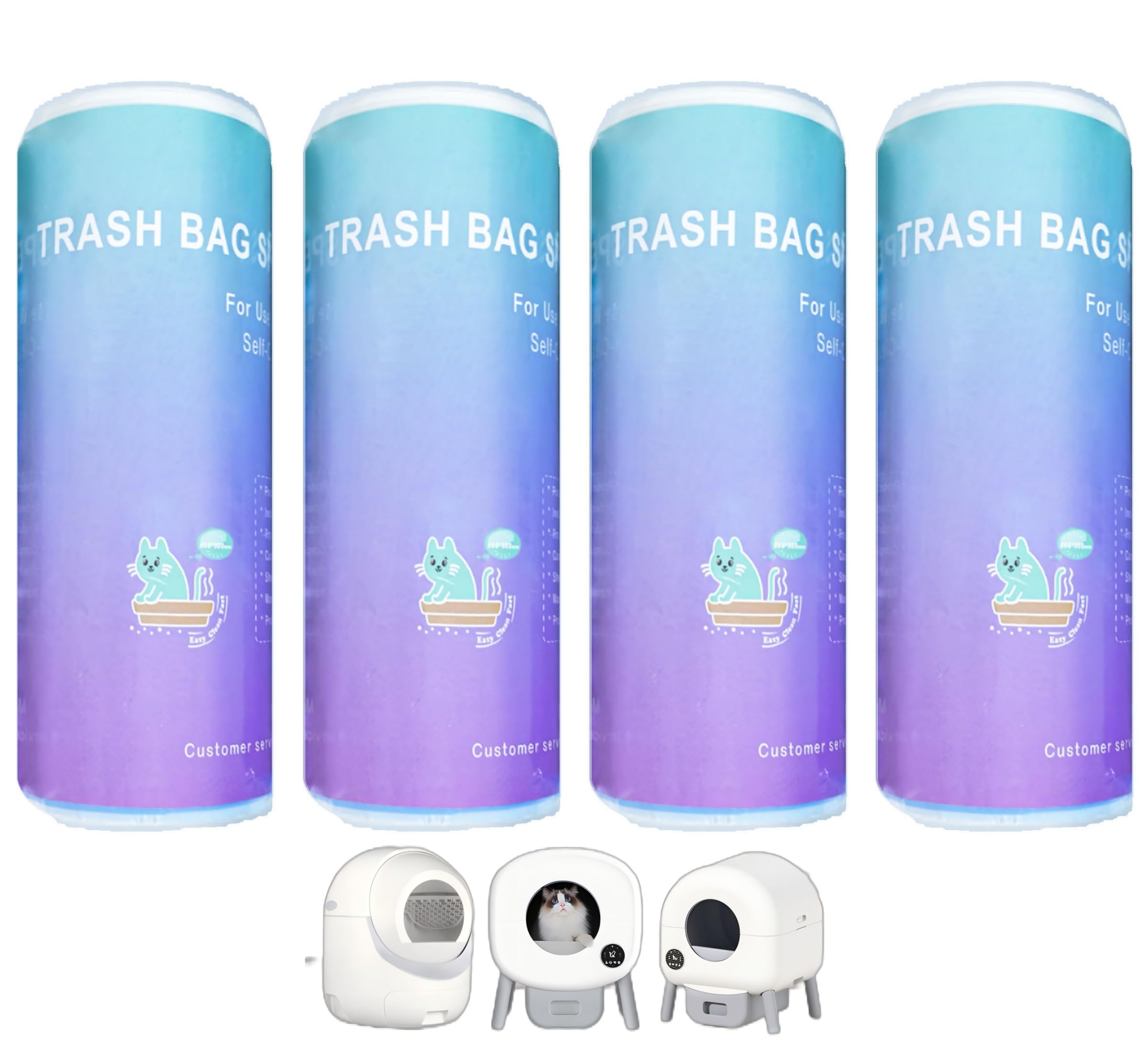 Self-Cleaning Cat Litter Box 80 Count Drawstring Cat Litter Box Liners 26" x 13", Automatic Cats Litter Boxes Self Cleaning, Large Smart Cats Litter Boxes Liners