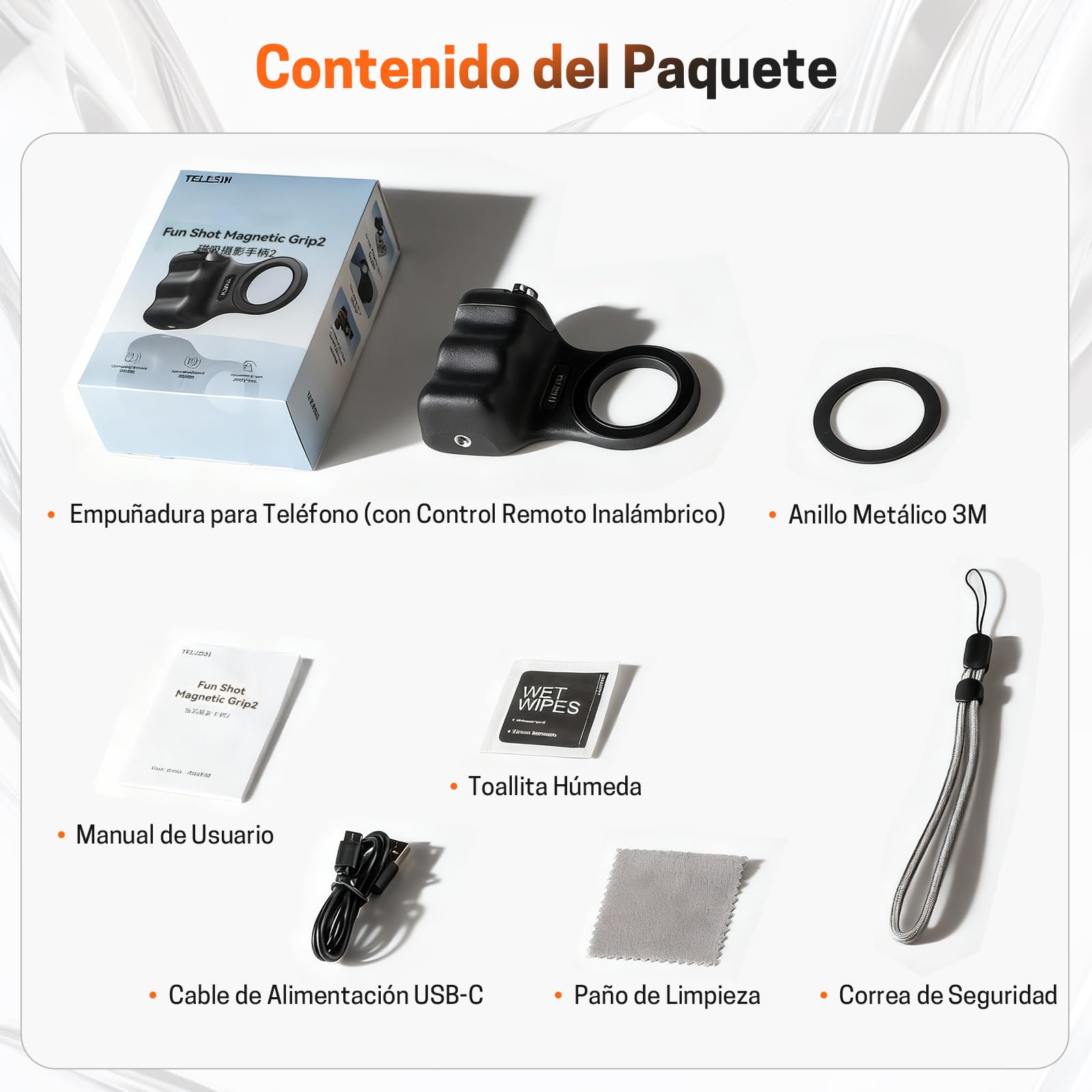 Jeebel Handle Grip Movil - Empuñadura Magnético para Smartphone con Mando a Distancia USB Inalámbrico & Rosca 1/4 Pulgada - Estabilizador Cámara para Teléfonos iPhone y Android para Selfie/Vlog/Video