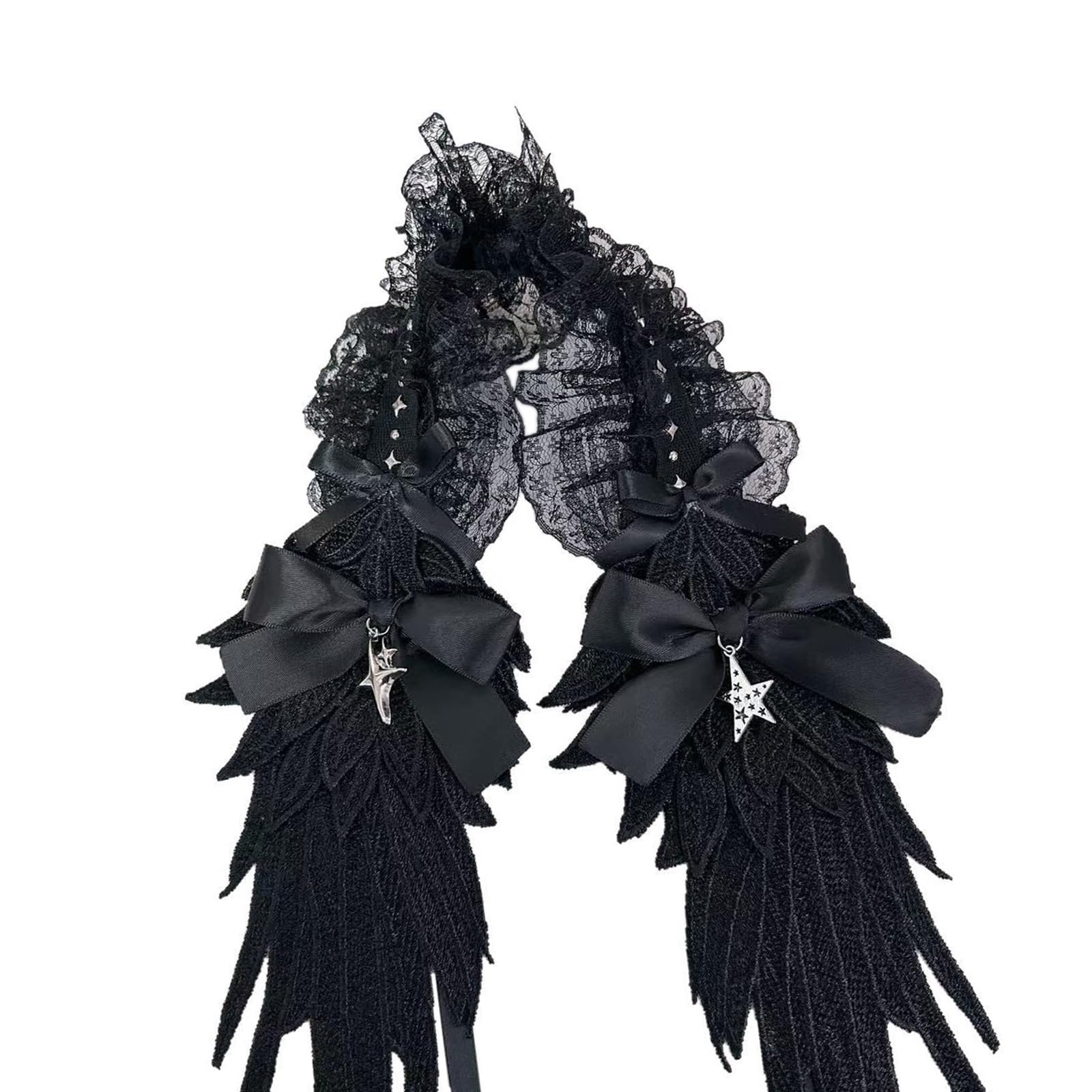 Fentency Punk Lace Trim Headband With Angelic Wing Anime Hairhoop Hair Decoration For Special Occasion Masquerades Headpiece