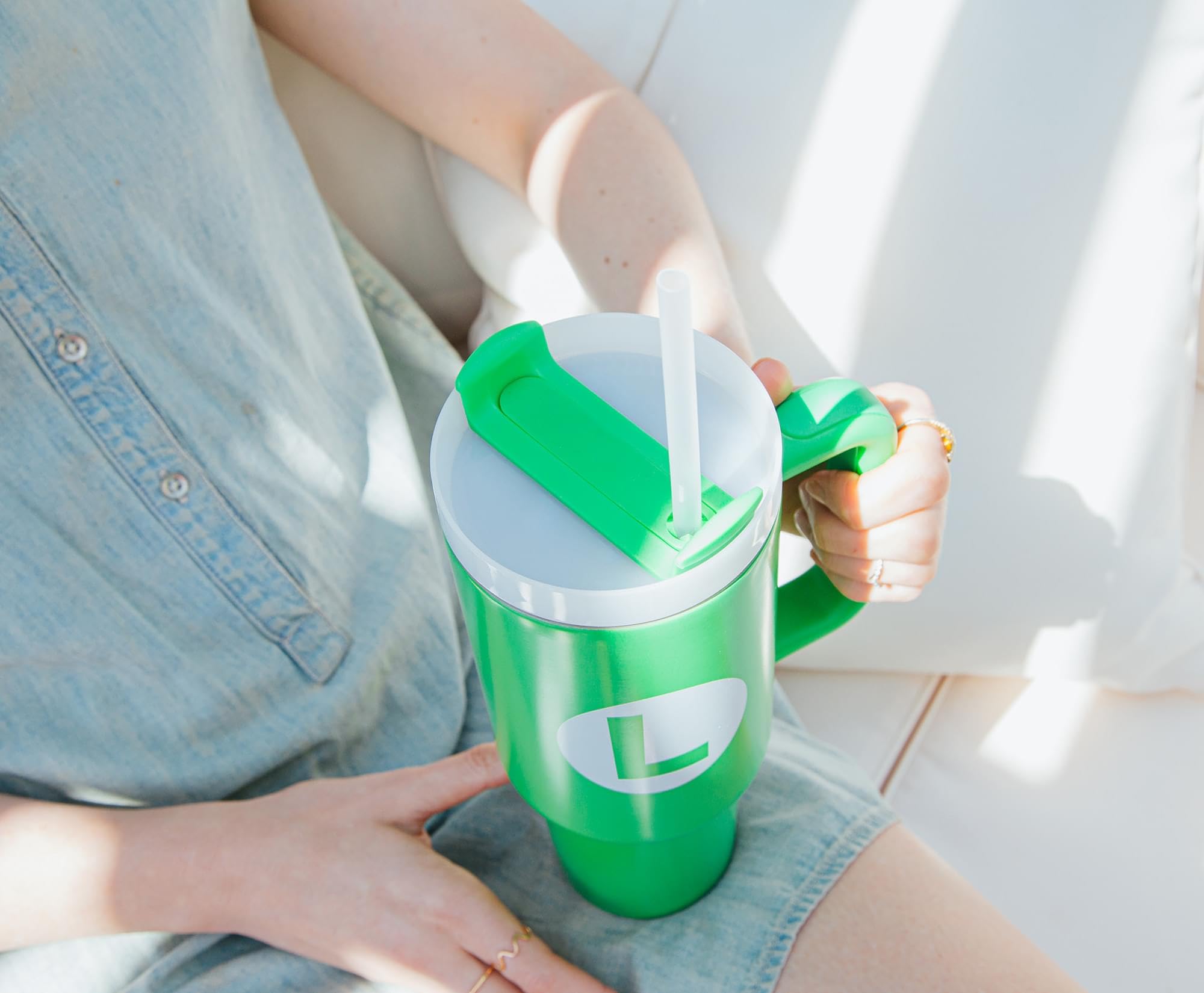 Pyramid America Super Mario Bros. Princess Icon Metal Travel Tumbler With Leak-Resistant Lid and Reusable Straw | Holds 40 Ounces: Luigi