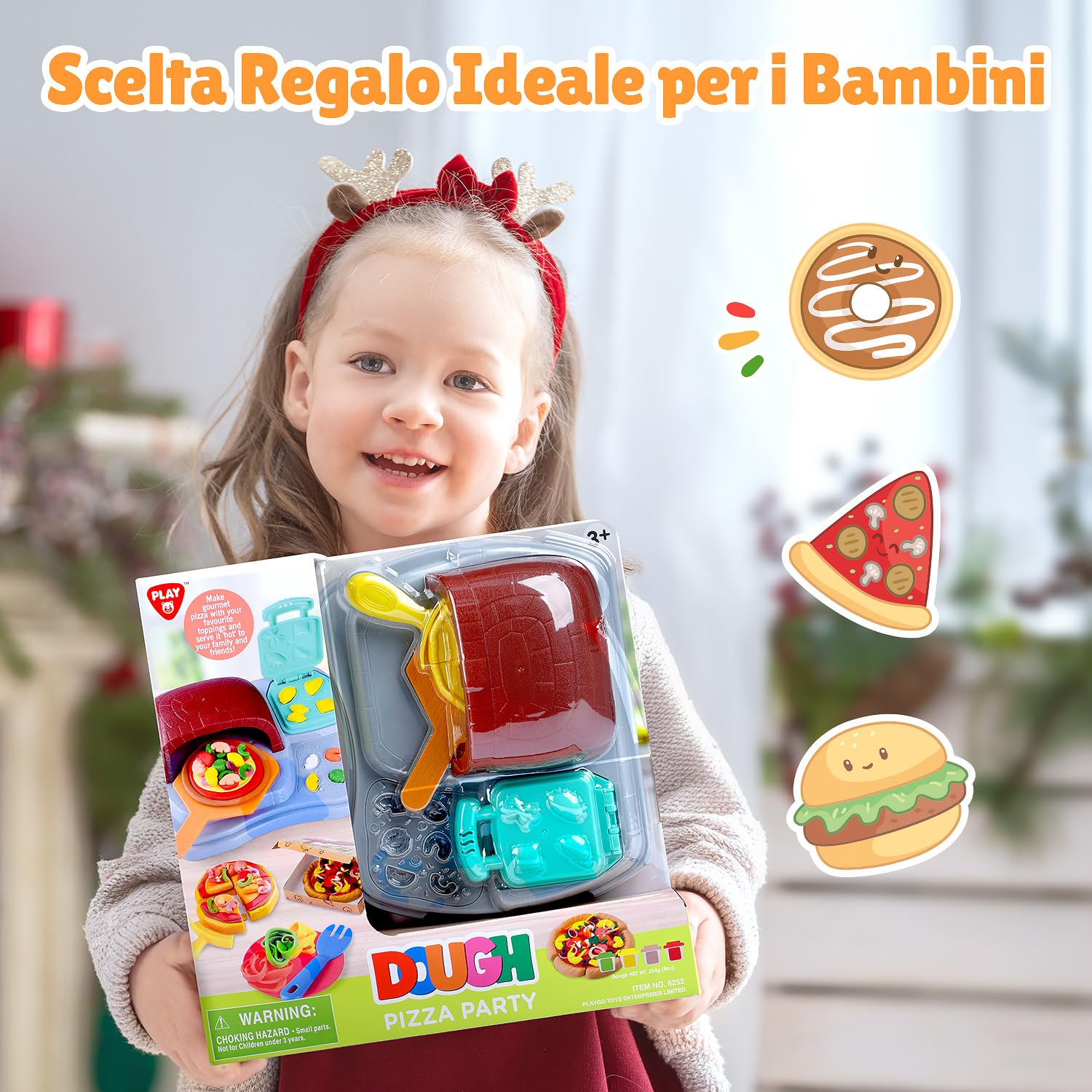 PLAY Pizza Plastilina Kitchen Creations, Set di Plastilina Creativa per la Pizza con strumenti per impasto, posate, macchina per la pasta, Pasta Pizza Giocattolo per Ragazzi & Ragazze 3+ Anni