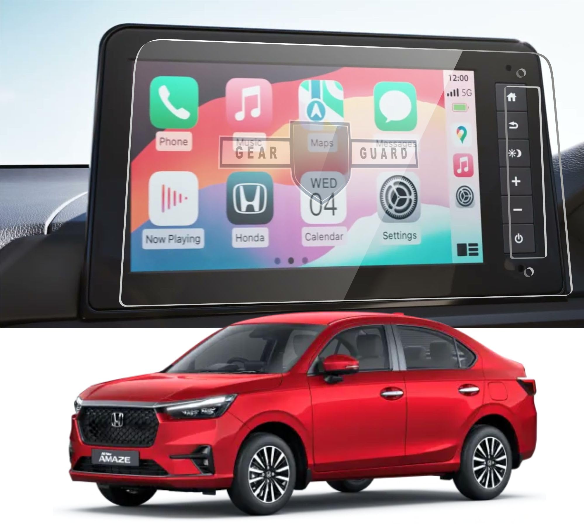 Gear Guard Screen Protector For Honda Amaze 2024-25 Car Accessories Touch Screen Guard (Company Fitted) - 8"inch Clear