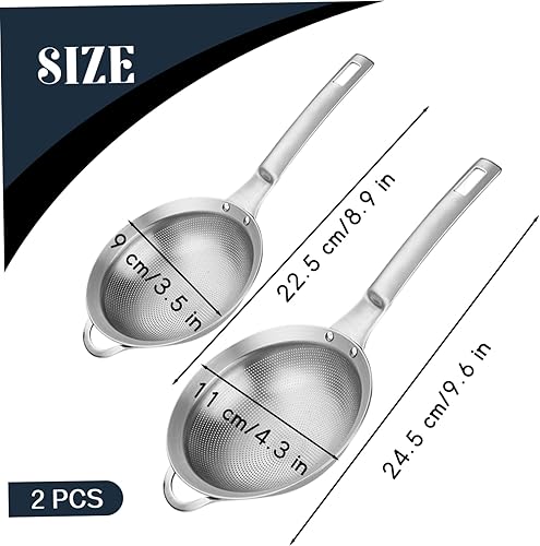 Miniatura 3 de 2pcs Stainless Steel Mesh Sieve Set, Fine Flour Sifter for Baking, Cooking, Tea, Mini Strainers Colander for Quinoa, Liquids, 304 Stainless Steel,