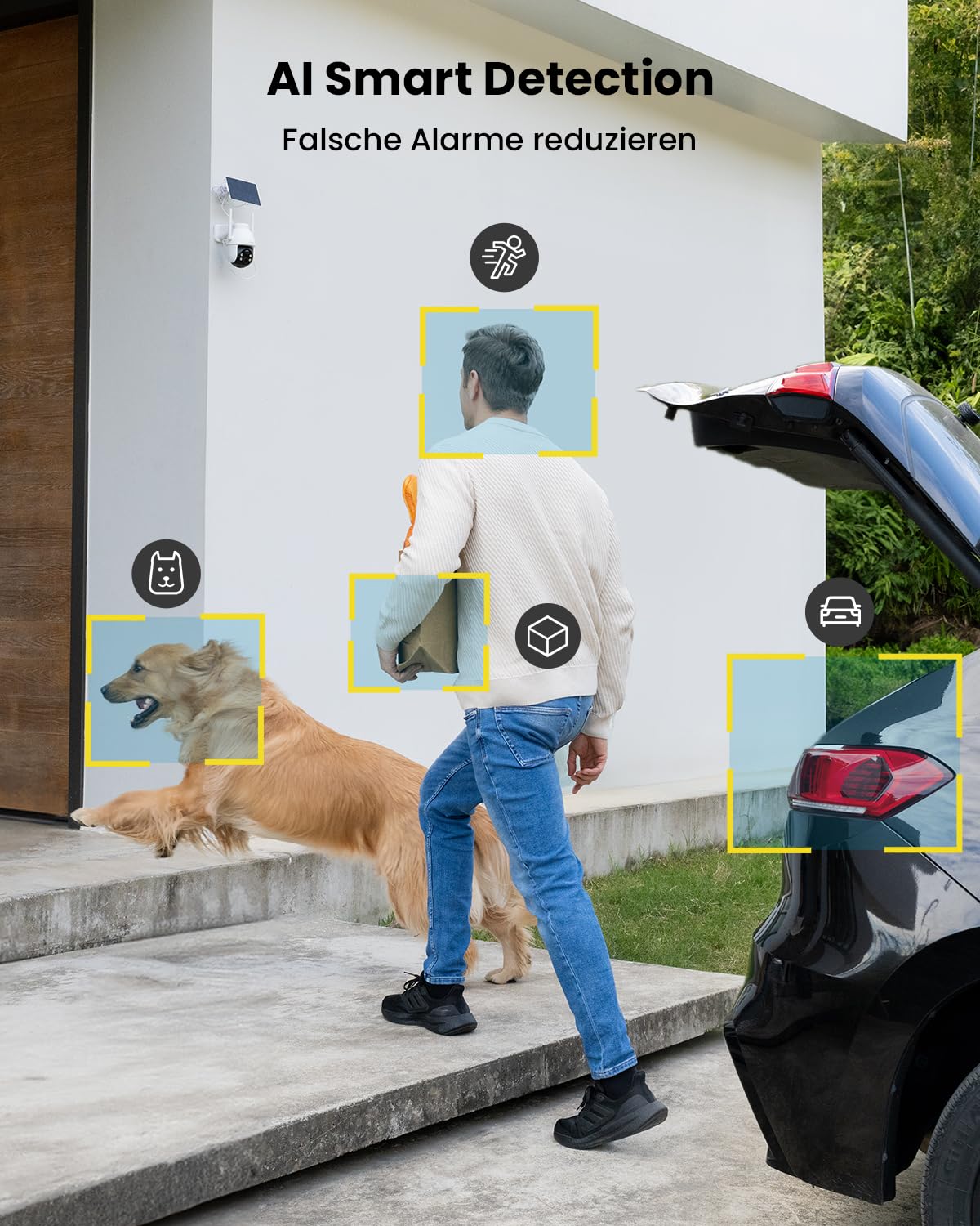ieGeek 2 x kamera monitoringowa 2K 3 MP, zewnętrzna kamera solarna, 360° PTZ, zewnętrzny akumulator, 2,4 GHz, bezprzewodowa kamera do monitoringu z czujnikiem ruchu PIR, kolorowy noktowizor, audio