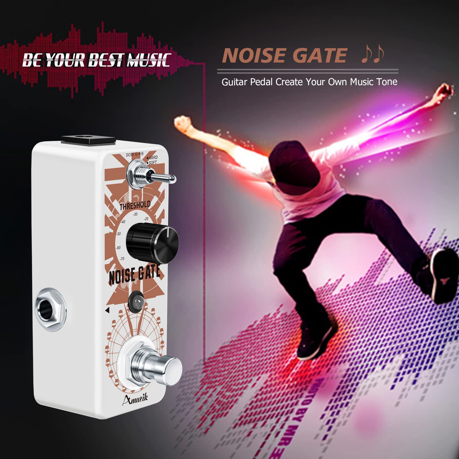 Amuzik Noise Killer Guitar Noise Gate Suppressor Effects Pedal 2 Modes True Bypass for Electric Guitars