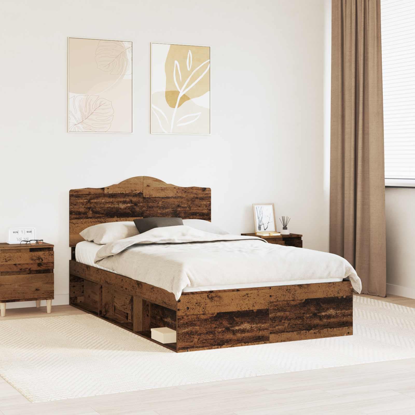 vidaXL Estructura de Cama con cabecera Madera Vieja 120 x 190 cm