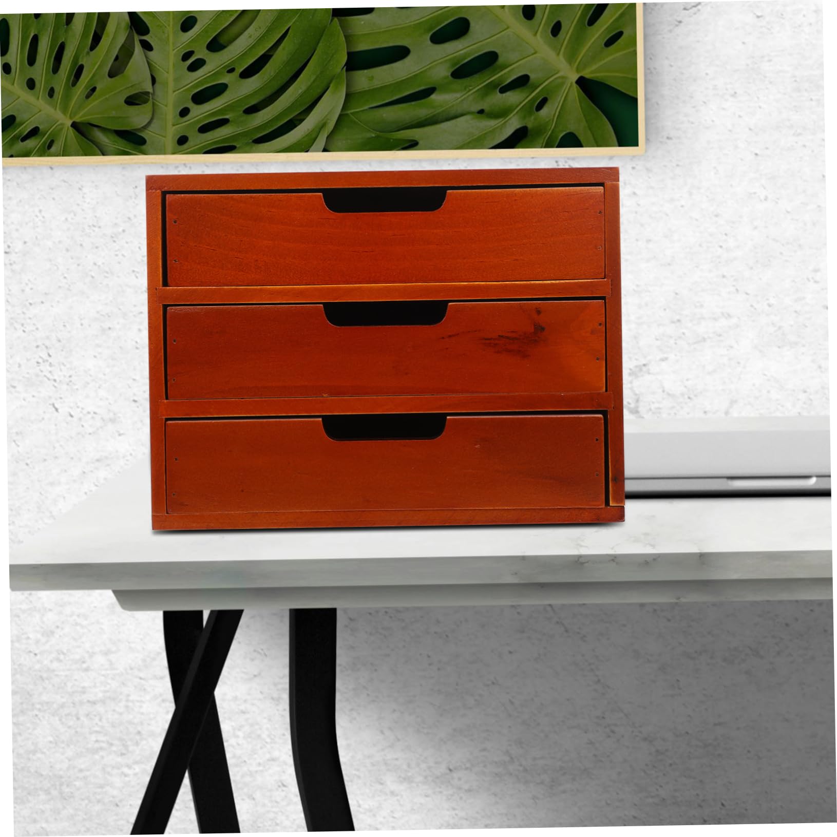 Organizzatore da Scrivania a Cassetti a Tre Livelli in Legno Marrone | Comò e Soggiorno, Facile da Pulire e Usare, Soluzione Multi-livello per Piccoli Oggetti