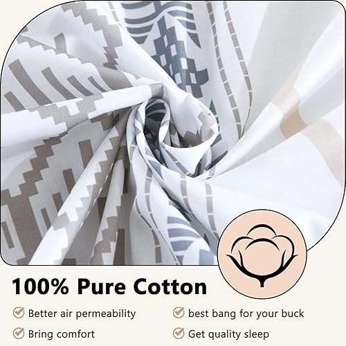 Miniatura 4 de DUOMING Juego de funda de edredón bohemia tamaño Queen, 100 % algodón, acogedora y transpirable, con cierre de cremallera y 8 lazos, juego de funda