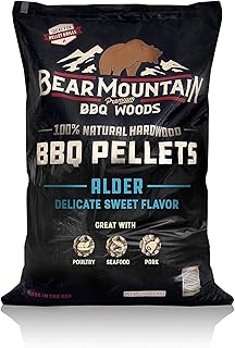 Bear Mountain All Natural Wood Pellets for Smoker, Grill & BBQ, 20 Lbs, Alder - Premium Hardwood Barbecue Pellet Accessories for Indoor and Outdoor Grilling