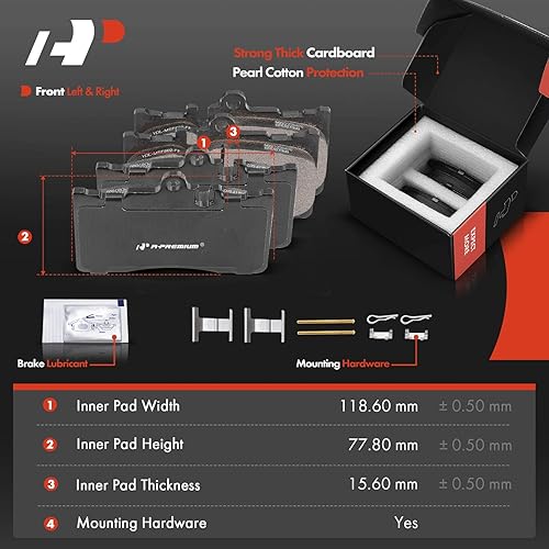 Miniatura 3 de A-Premium Juego de rotores de freno de disco perforados y ranurados delanteros + pastillas de cerámica compatible con modelos seleccionados de Lexus