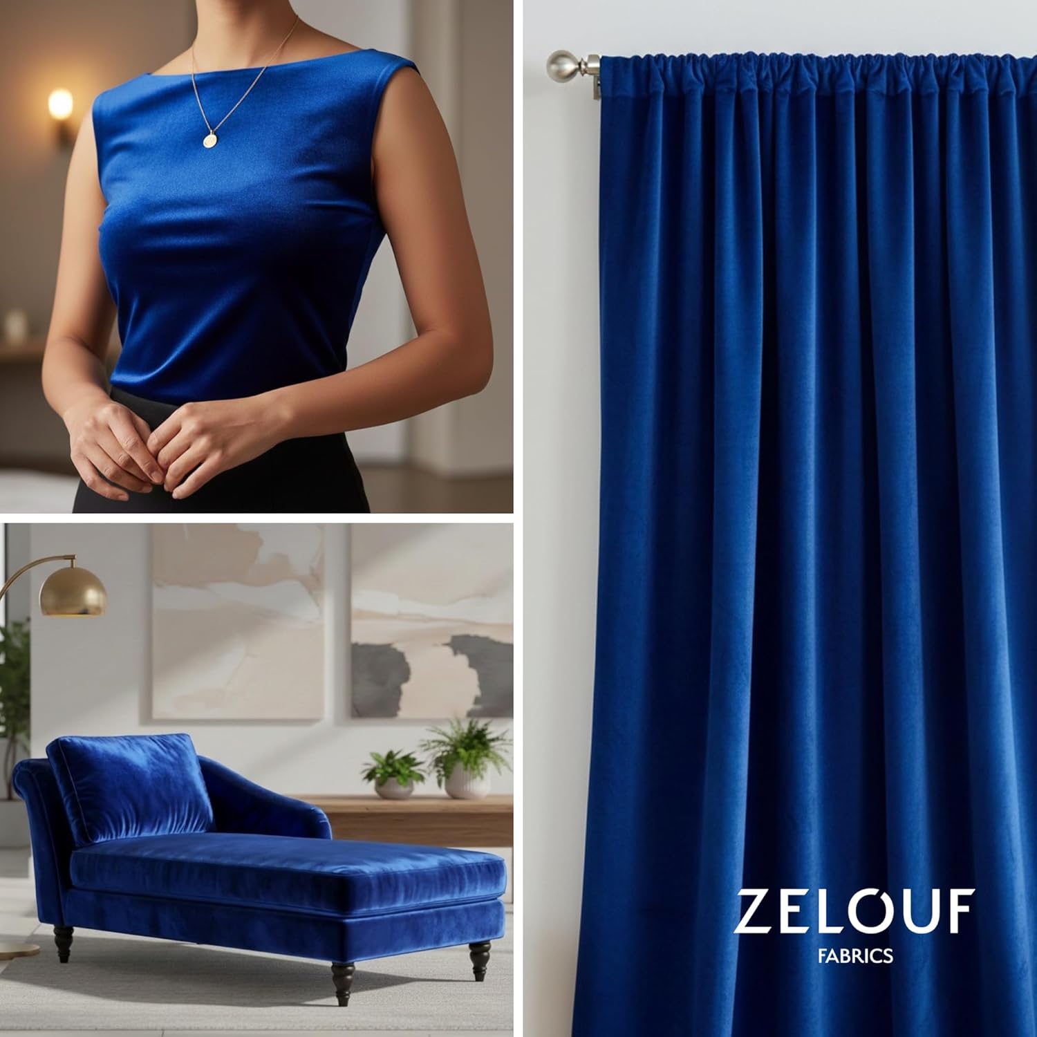 Zelouf Fabrics Black Stretch Velvet Fabric by The Yard | 61” Wide Soft Luxury Material for Dresses, Events, Costumes, Décor, & Upholstery – Rich Color, Sew-Friendly Quality - Black, 10 Yards