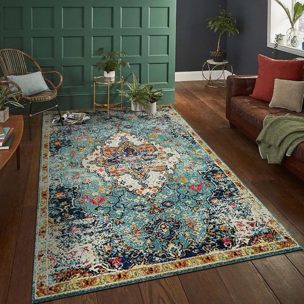 Tapis de salon à poils courts vintage pour une décoration de chambre cosy