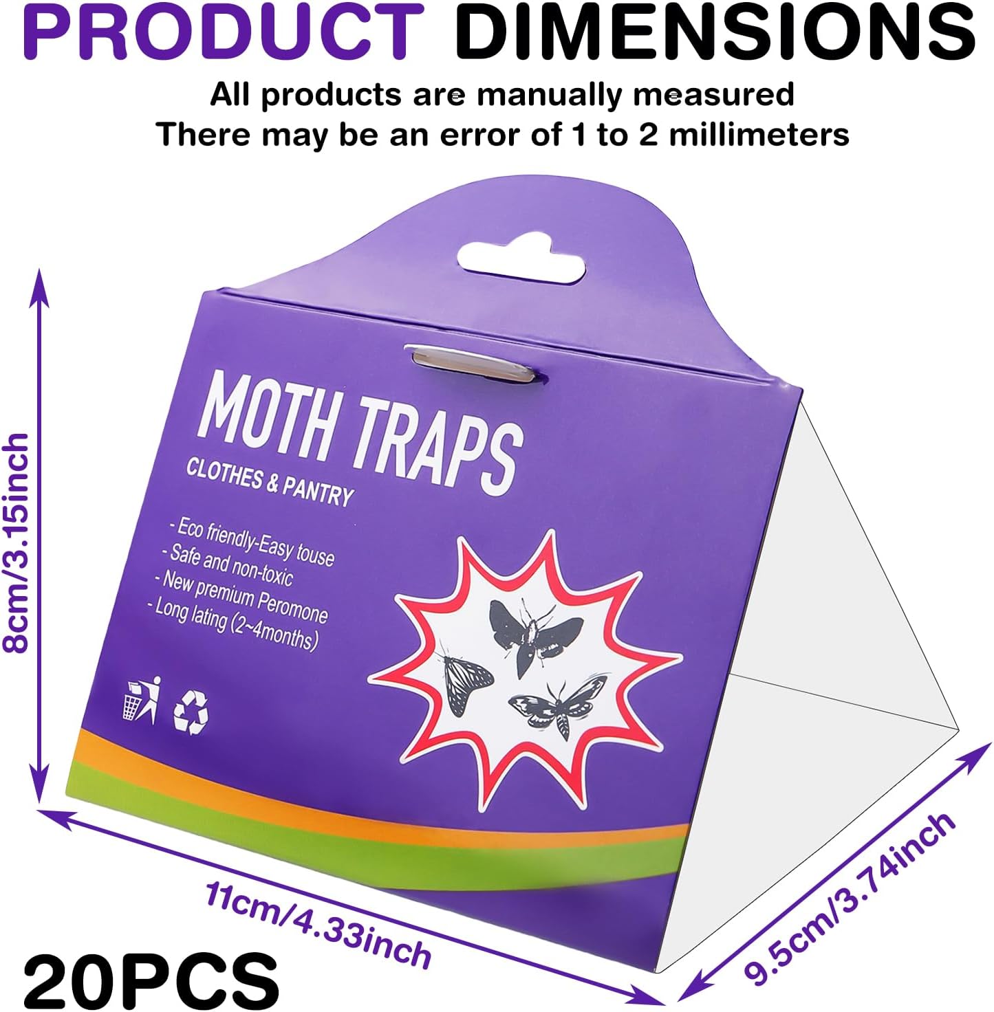 Effektive Mottenfalle: 20 Stück zur Bekämpfung von Kleidermotten und Lebensmittelmotten