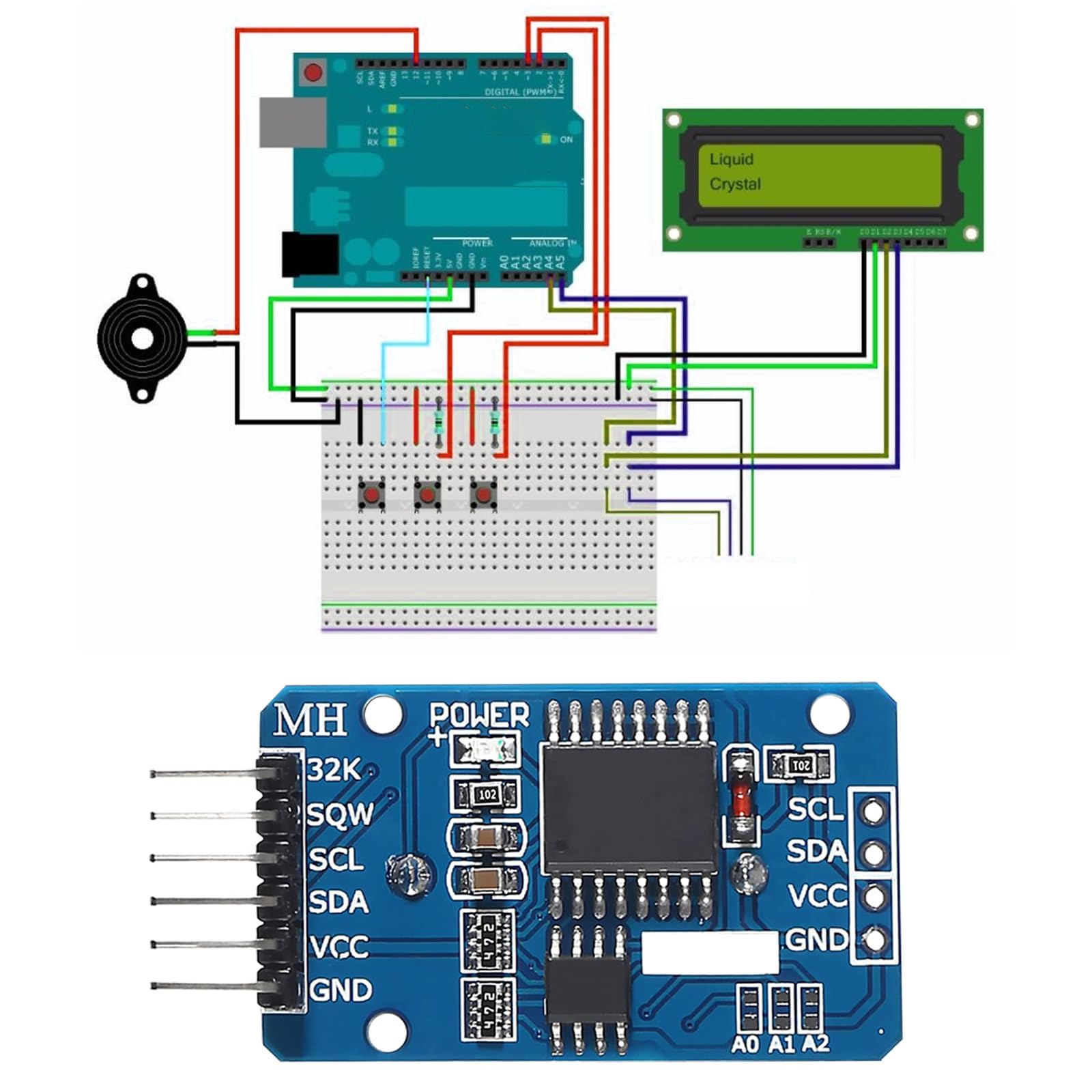 Real-Time Clock RTC modulo compatibile con orologio in tempo reale I2C, modulo orologio I2C RTC per Arduino e Raspberry Pi con batteria (6 pezzi)